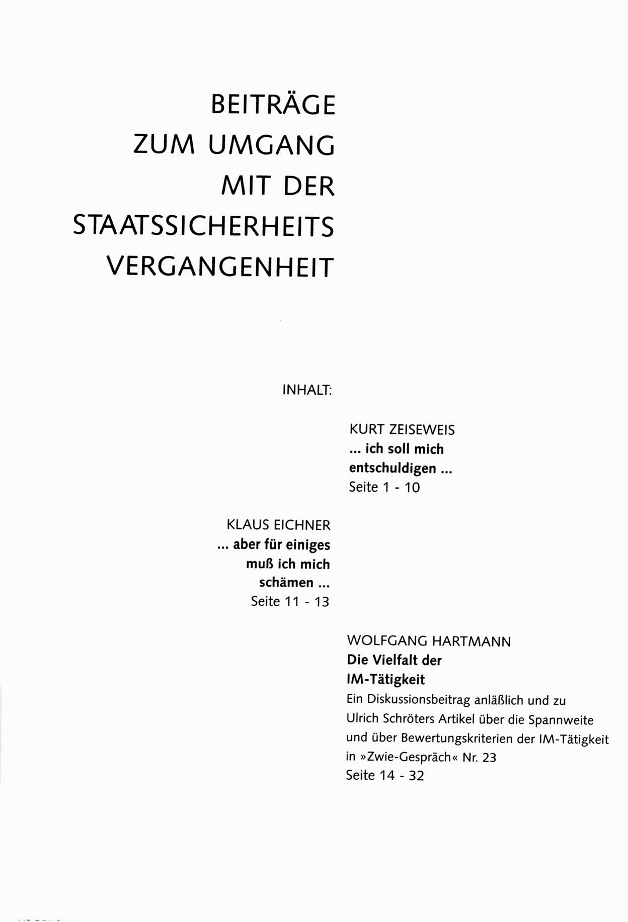 Zwie-Gespräch, Beiträge zum Umgang mit der Staatssicherheits-Vergangenheit [Deutsche Demokratische Republik (DDR)], Ausgabe Nr. 27, Berlin 1995, Seite 33 (Zwie-Gespr. Ausg. 27 1995, S. 33)