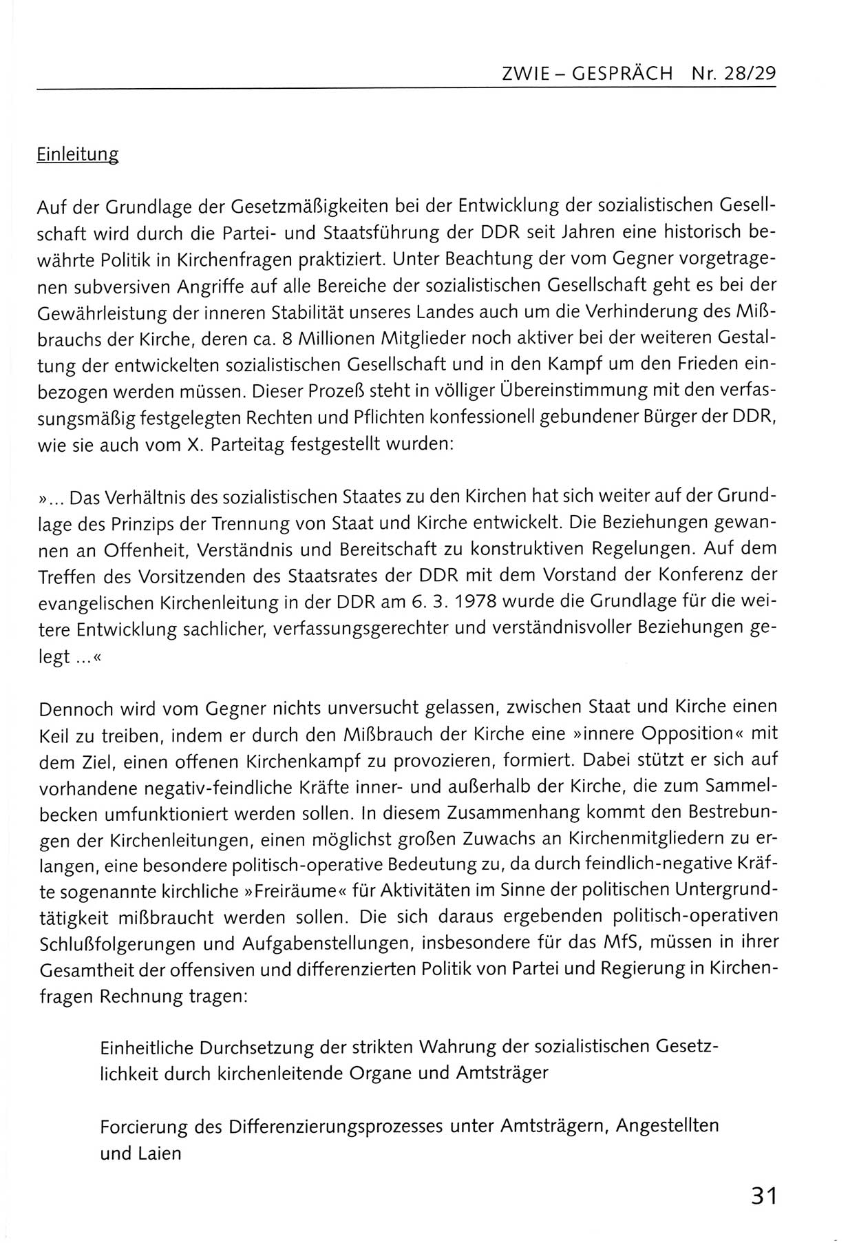 Zwie-Gespräch, Beiträge zum Umgang mit der Staatssicherheits-Vergangenheit [Deutsche Demokratische Republik (DDR)], Ausgabe Nr. 28/29, Berlin 1995, Seite 31 (Zwie-Gespr. Ausg. 28/29 1995, S. 31)