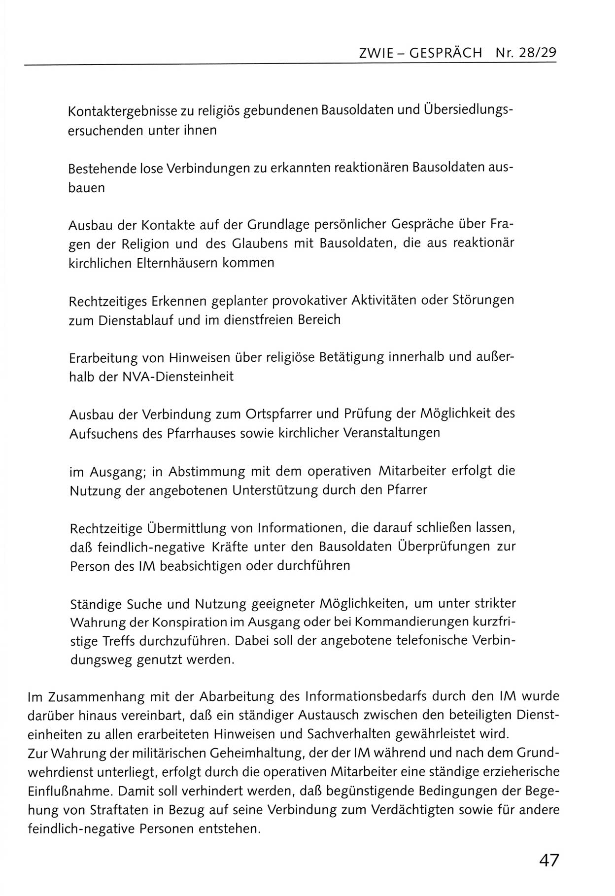 Zwie-Gespräch, Beiträge zum Umgang mit der Staatssicherheits-Vergangenheit [Deutsche Demokratische Republik (DDR)], Ausgabe Nr. 28/29, Berlin 1995, Seite 47 (Zwie-Gespr. Ausg. 28/29 1995, S. 47)