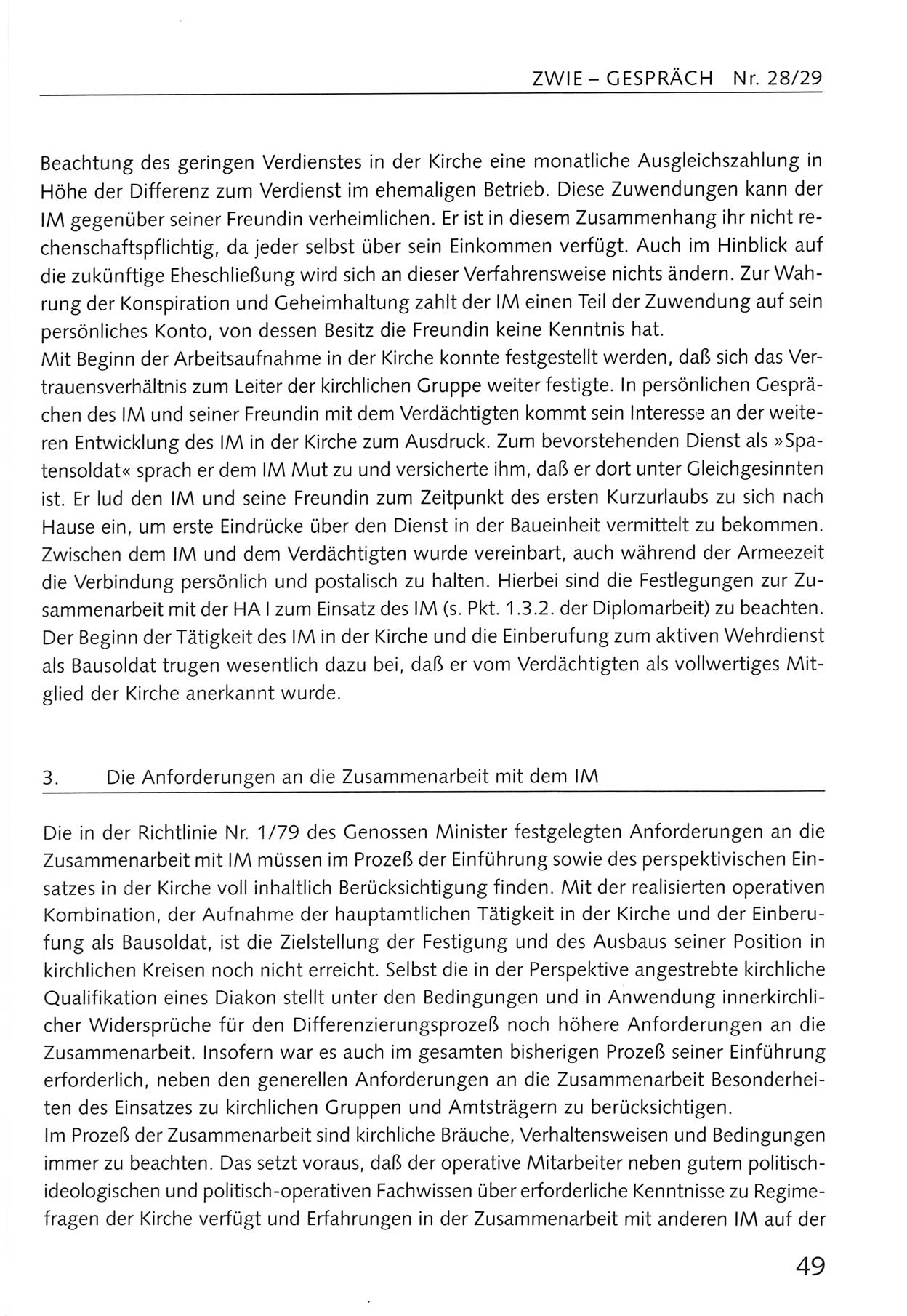 Zwie-Gespräch, Beiträge zum Umgang mit der Staatssicherheits-Vergangenheit [Deutsche Demokratische Republik (DDR)], Ausgabe Nr. 28/29, Berlin 1995, Seite 49 (Zwie-Gespr. Ausg. 28/29 1995, S. 49)
