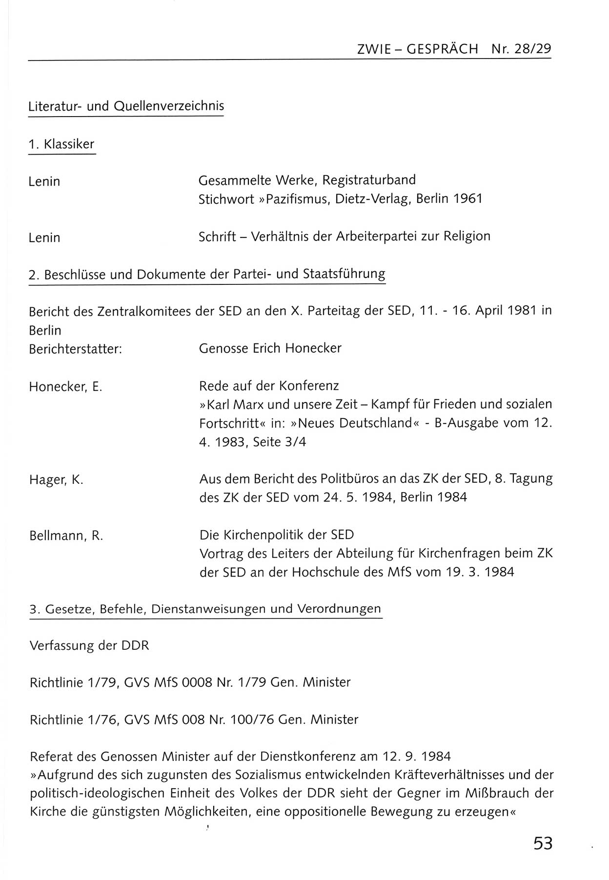 Zwie-Gespräch, Beiträge zum Umgang mit der Staatssicherheits-Vergangenheit [Deutsche Demokratische Republik (DDR)], Ausgabe Nr. 28/29, Berlin 1995, Seite 53 (Zwie-Gespr. Ausg. 28/29 1995, S. 53)