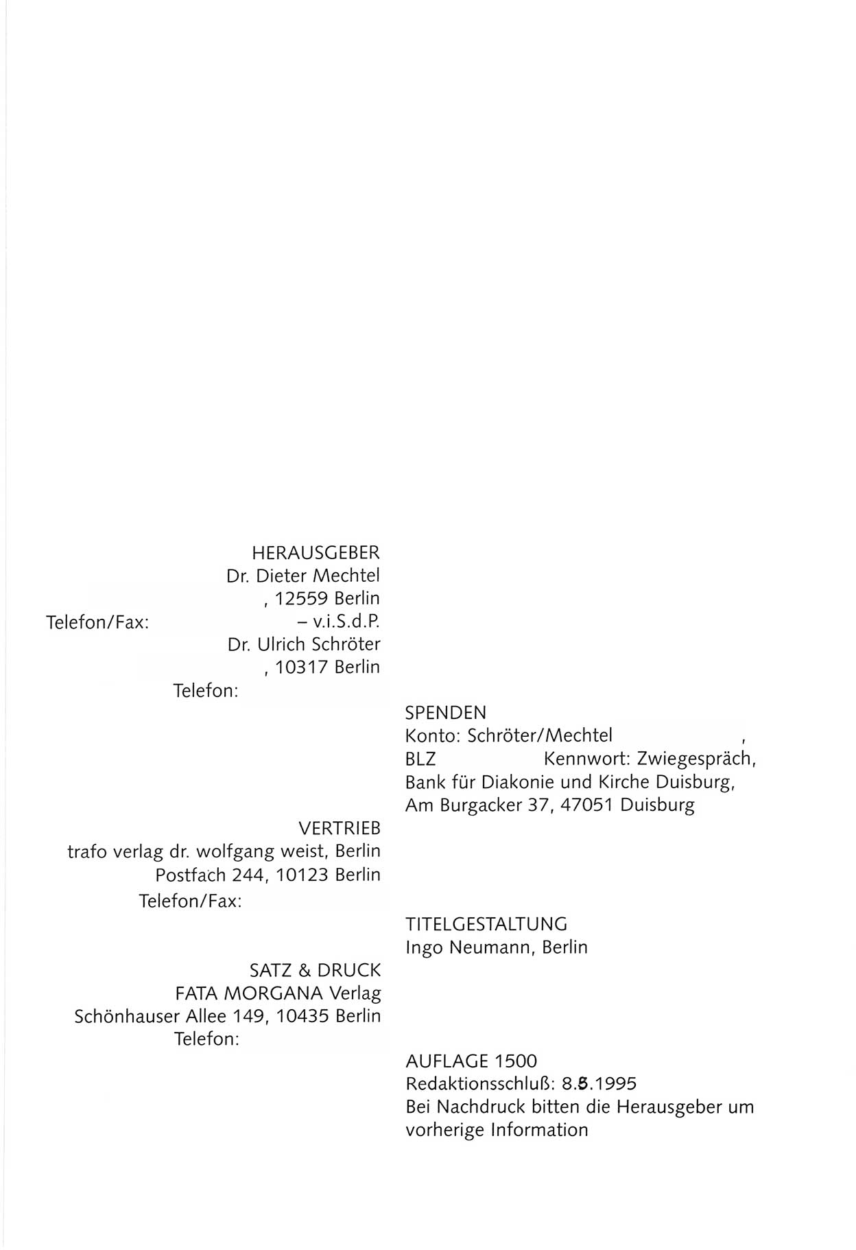 Zwie-Gespräch, Beiträge zum Umgang mit der Staatssicherheits-Vergangenheit [Deutsche Demokratische Republik (DDR)], Ausgabe Nr. 28/29, Berlin 1995, Seite 66 (Zwie-Gespr. Ausg. 28/29 1995, S. 66)