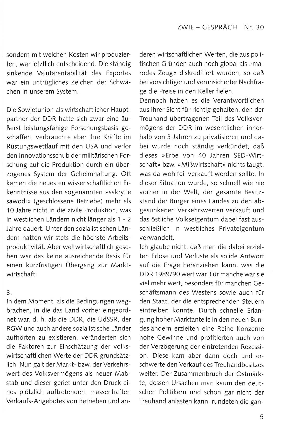 Zwie-Gespräch, Beiträge zum Umgang mit der Staatssicherheits-Vergangenheit [Deutsche Demokratische Republik (DDR)], Ausgabe Nr. 30, Berlin 1995, Seite 5 (Zwie-Gespr. Ausg. 30 1995, S. 5)