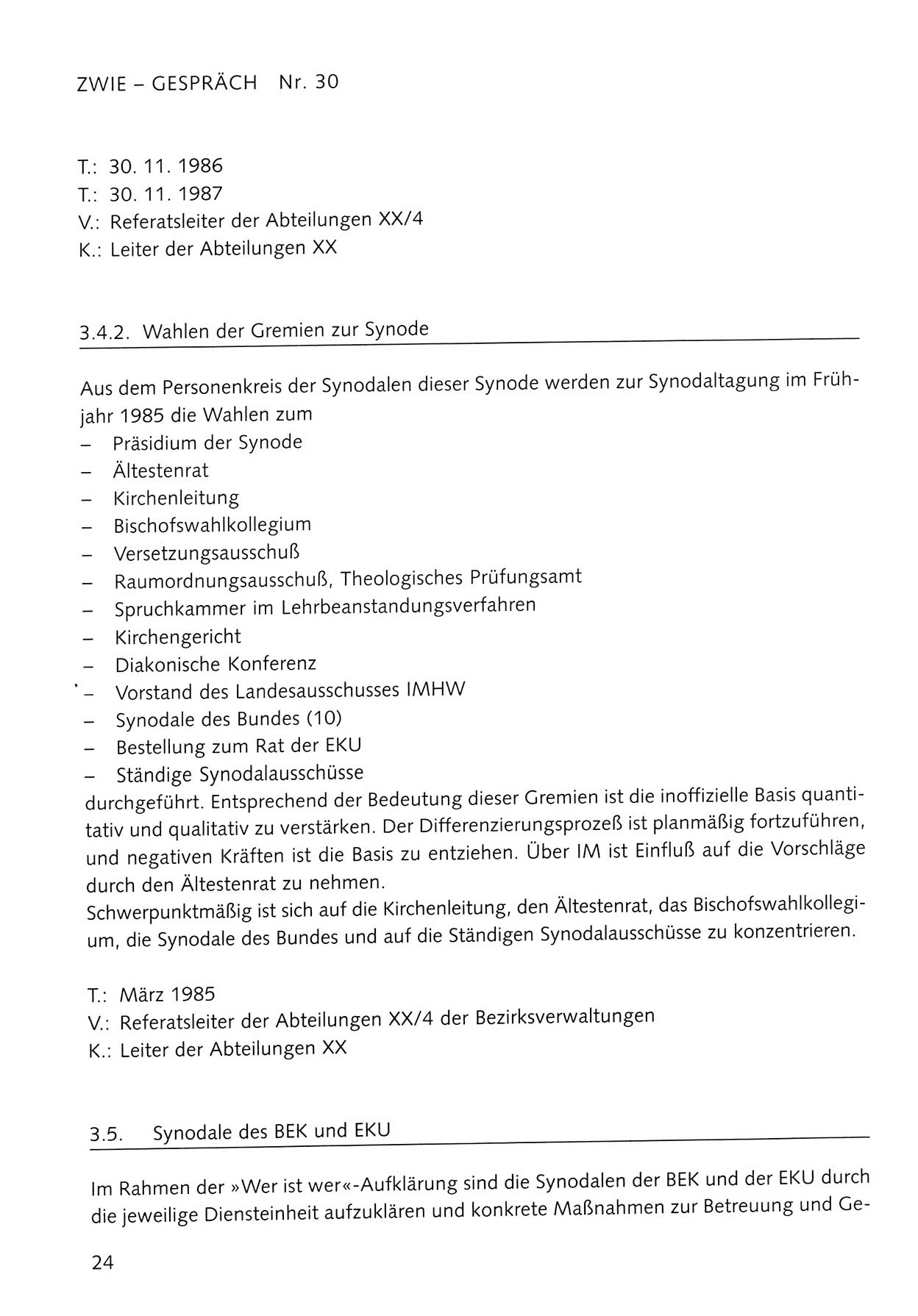 Zwie-Gespräch, Beiträge zum Umgang mit der Staatssicherheits-Vergangenheit [Deutsche Demokratische Republik (DDR)], Ausgabe Nr. 30, Berlin 1995, Seite 24 (Zwie-Gespr. Ausg. 30 1995, S. 24)