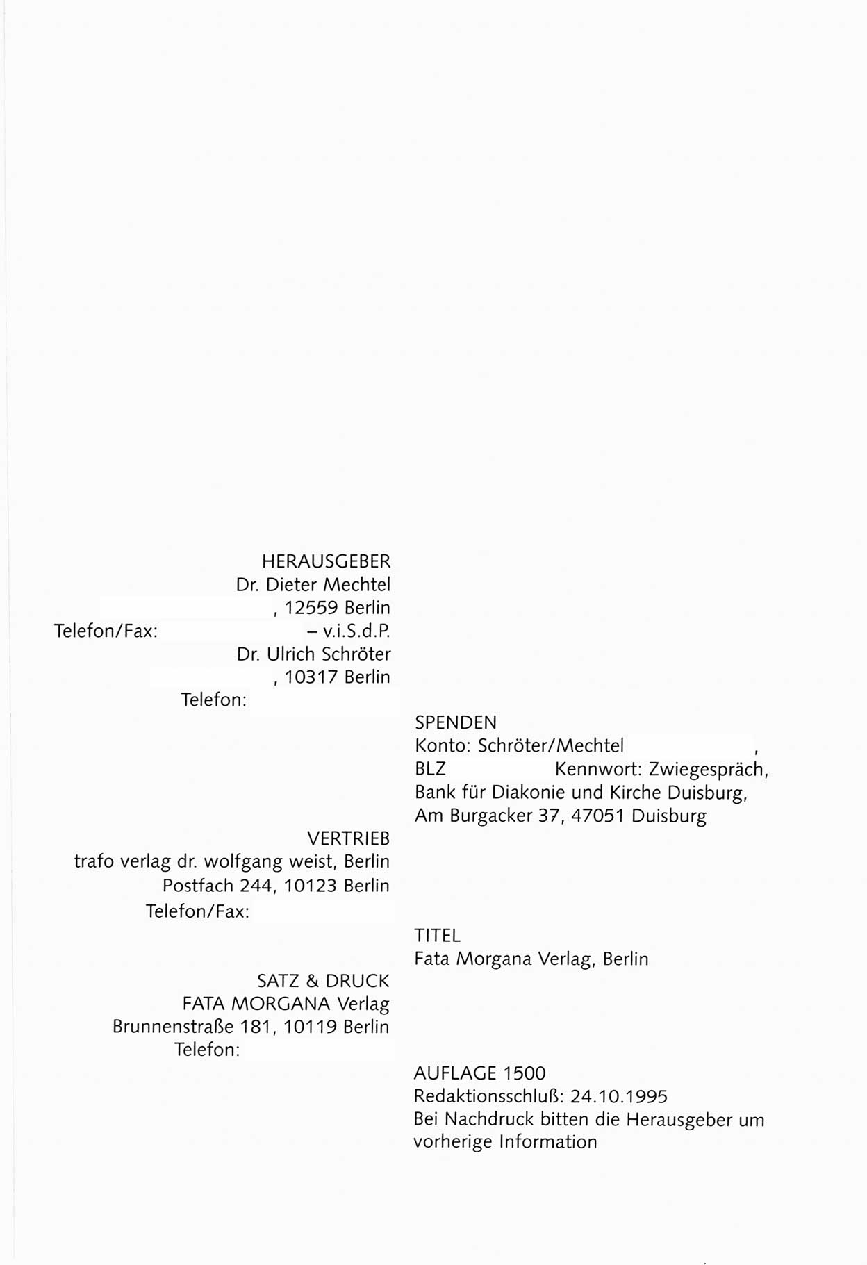 Zwie-Gespräch, Beiträge zum Umgang mit der Staatssicherheits-Vergangenheit [Deutsche Demokratische Republik (DDR)], Ausgabe Nr. 30, Berlin 1995, Seite 42 (Zwie-Gespr. Ausg. 30 1995, S. 42)