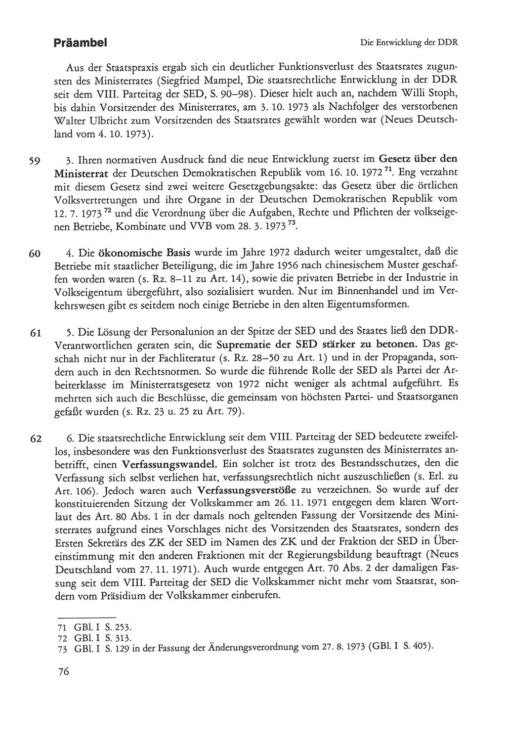 Die sozialistische Verfassung der Deutschen Demokratischen Republik (DDR), Kommentar mit einem Nachtrag 1997, Seite 76 (Soz. Verf. DDR Komm. Nachtr. 1997, S. 76)