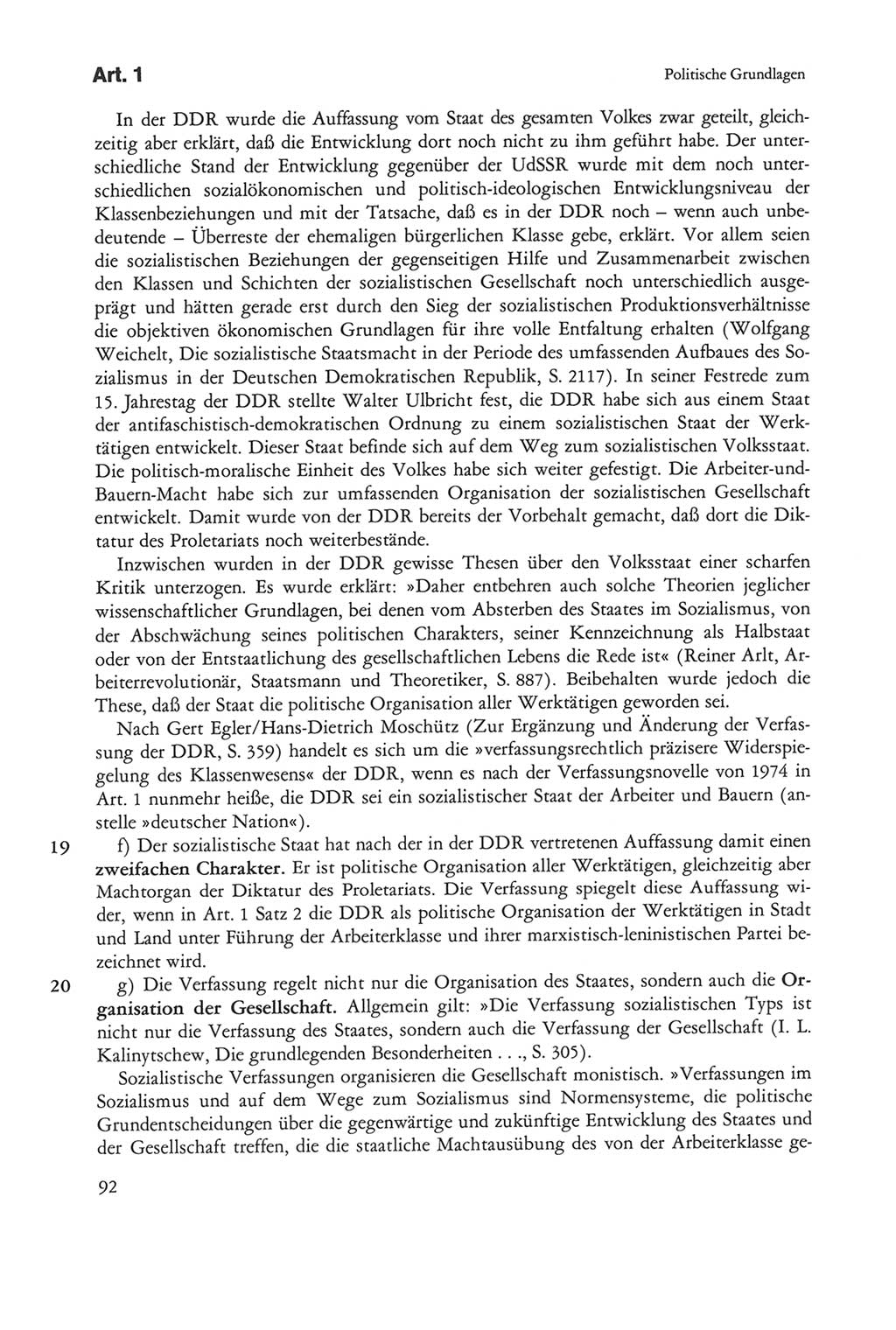 Die sozialistische Verfassung der Deutschen Demokratischen Republik (DDR), Kommentar mit einem Nachtrag 1997, Seite 92 (Soz. Verf. DDR Komm. Nachtr. 1997, S. 92)