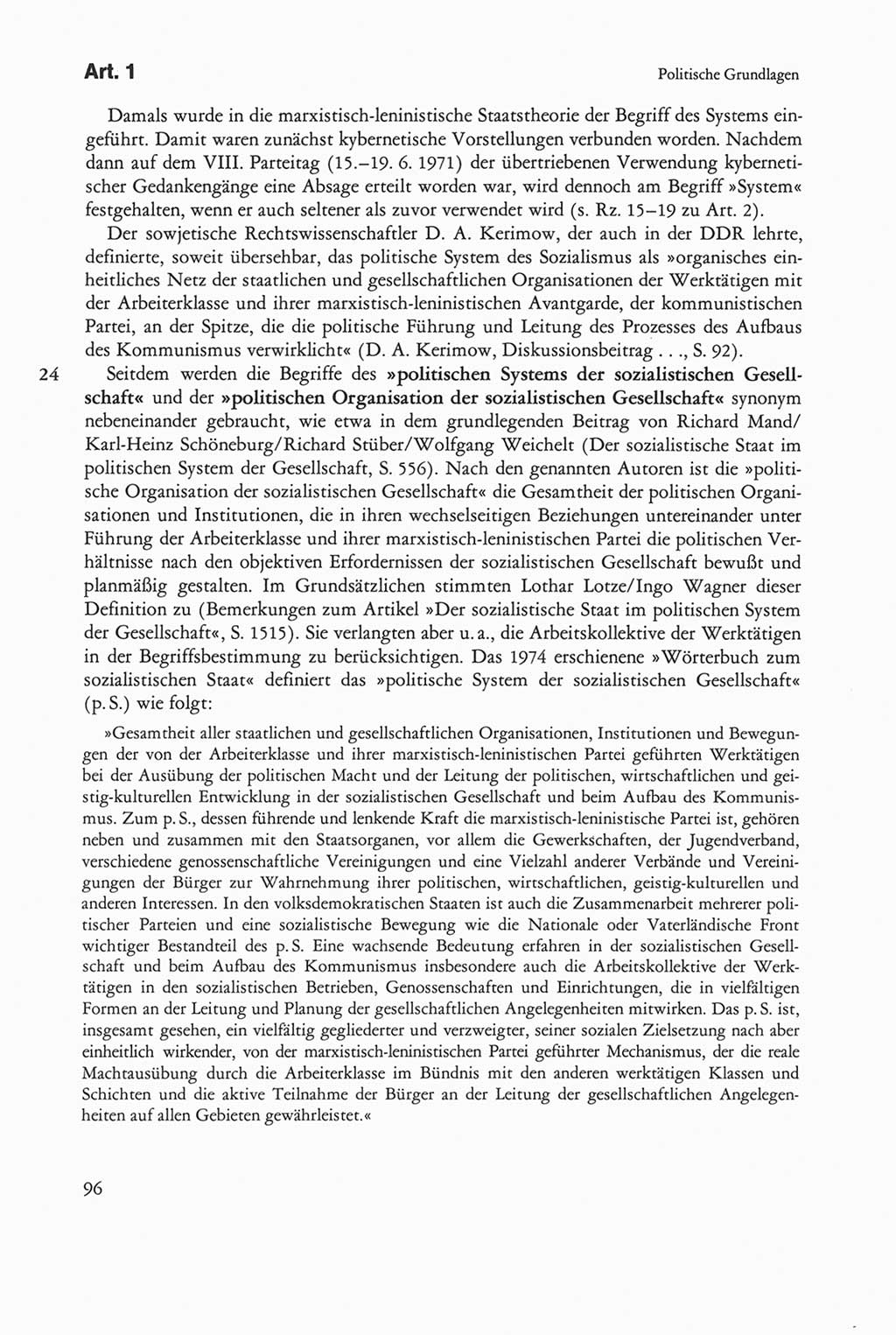 Die sozialistische Verfassung der Deutschen Demokratischen Republik (DDR), Kommentar mit einem Nachtrag 1997, Seite 96 (Soz. Verf. DDR Komm. Nachtr. 1997, S. 96)