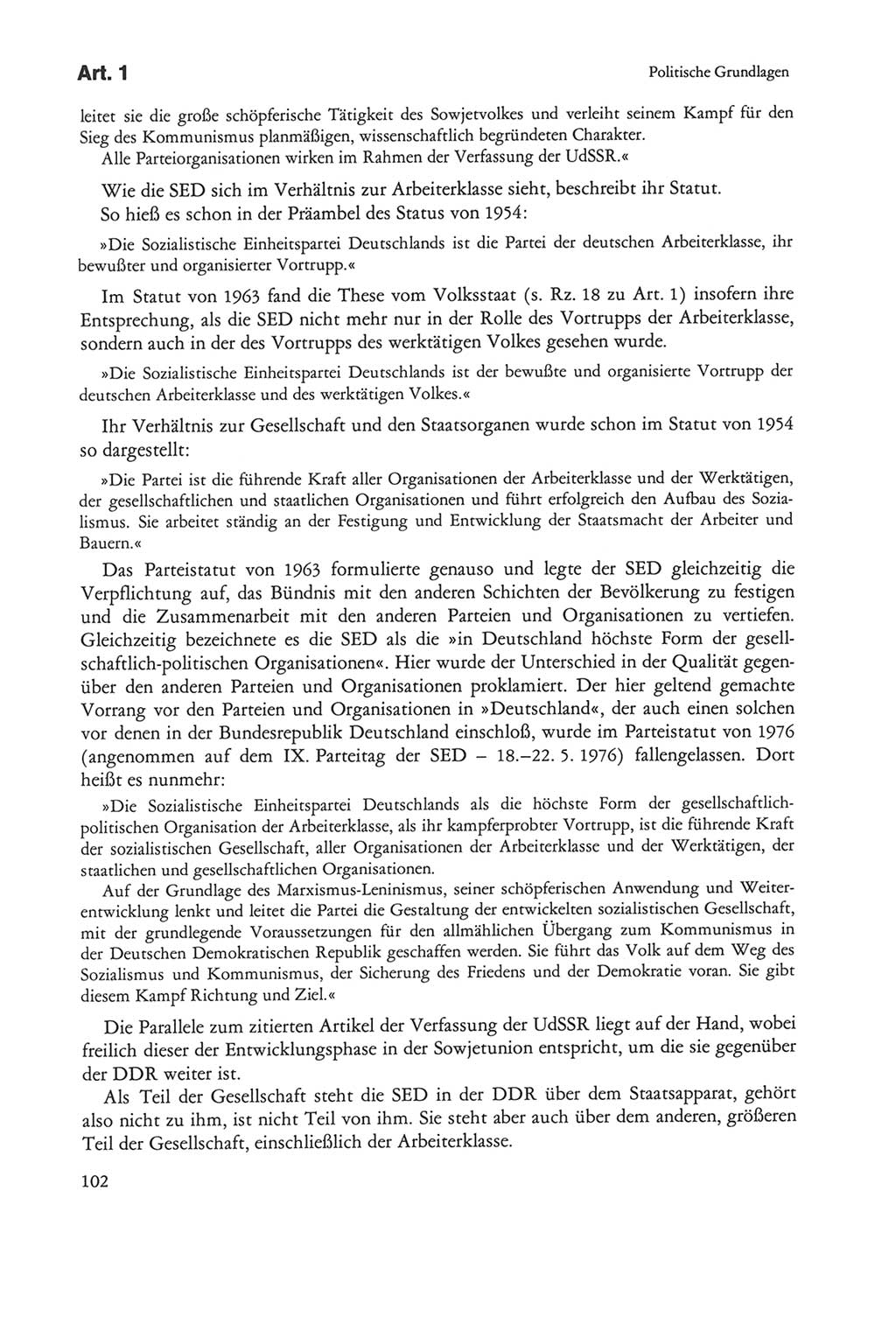 Die sozialistische Verfassung der Deutschen Demokratischen Republik (DDR), Kommentar mit einem Nachtrag 1997, Seite 102 (Soz. Verf. DDR Komm. Nachtr. 1997, S. 102)