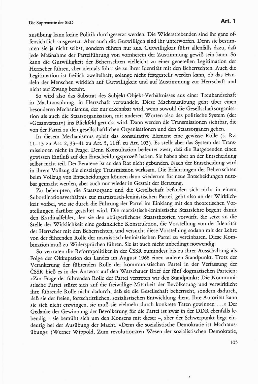 Die sozialistische Verfassung der Deutschen Demokratischen Republik (DDR), Kommentar mit einem Nachtrag 1997, Seite 105 (Soz. Verf. DDR Komm. Nachtr. 1997, S. 105)