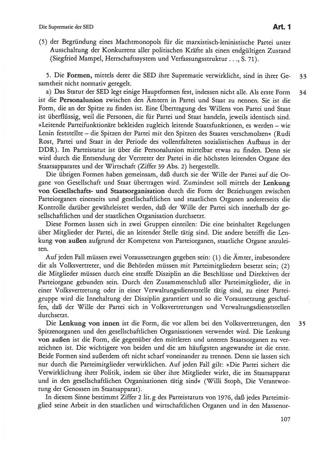 Die sozialistische Verfassung der Deutschen Demokratischen Republik (DDR), Kommentar mit einem Nachtrag 1997, Seite 107 (Soz. Verf. DDR Komm. Nachtr. 1997, S. 107)