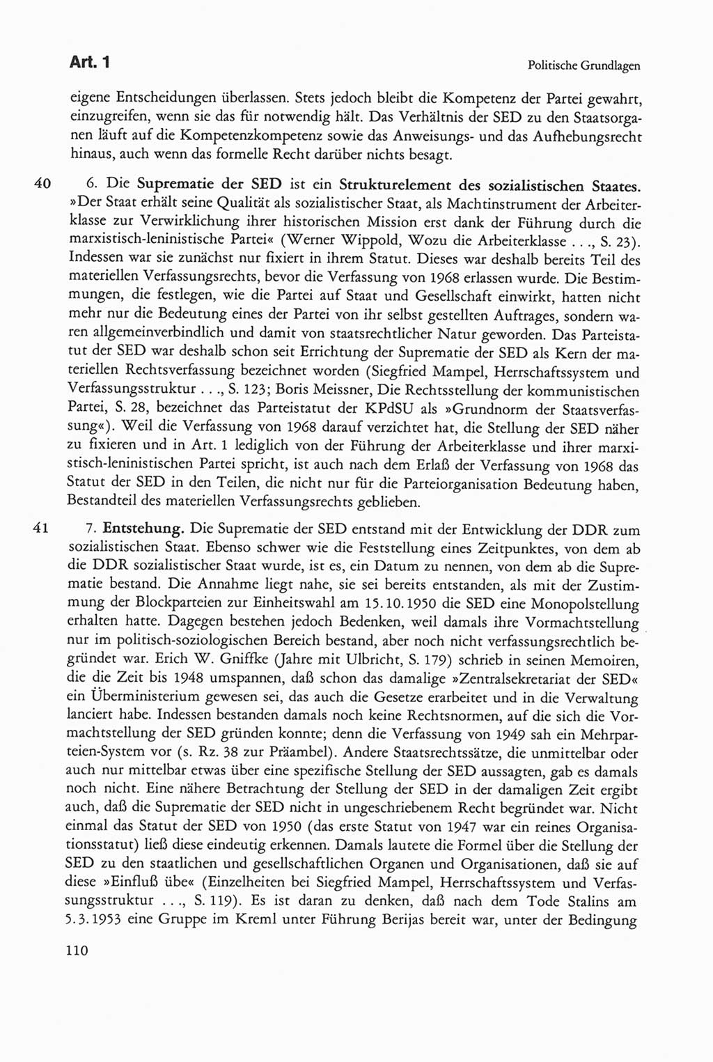 Die sozialistische Verfassung der Deutschen Demokratischen Republik (DDR), Kommentar mit einem Nachtrag 1997, Seite 110 (Soz. Verf. DDR Komm. Nachtr. 1997, S. 110)