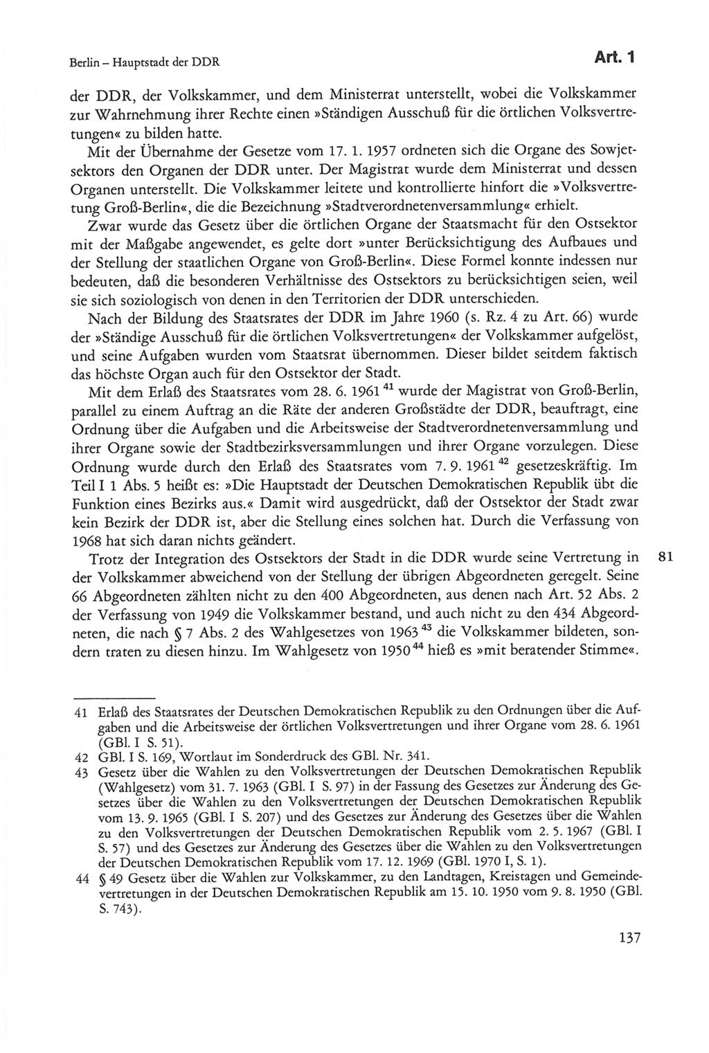 Die sozialistische Verfassung der Deutschen Demokratischen Republik (DDR), Kommentar mit einem Nachtrag 1997, Seite 137 (Soz. Verf. DDR Komm. Nachtr. 1997, S. 137)
