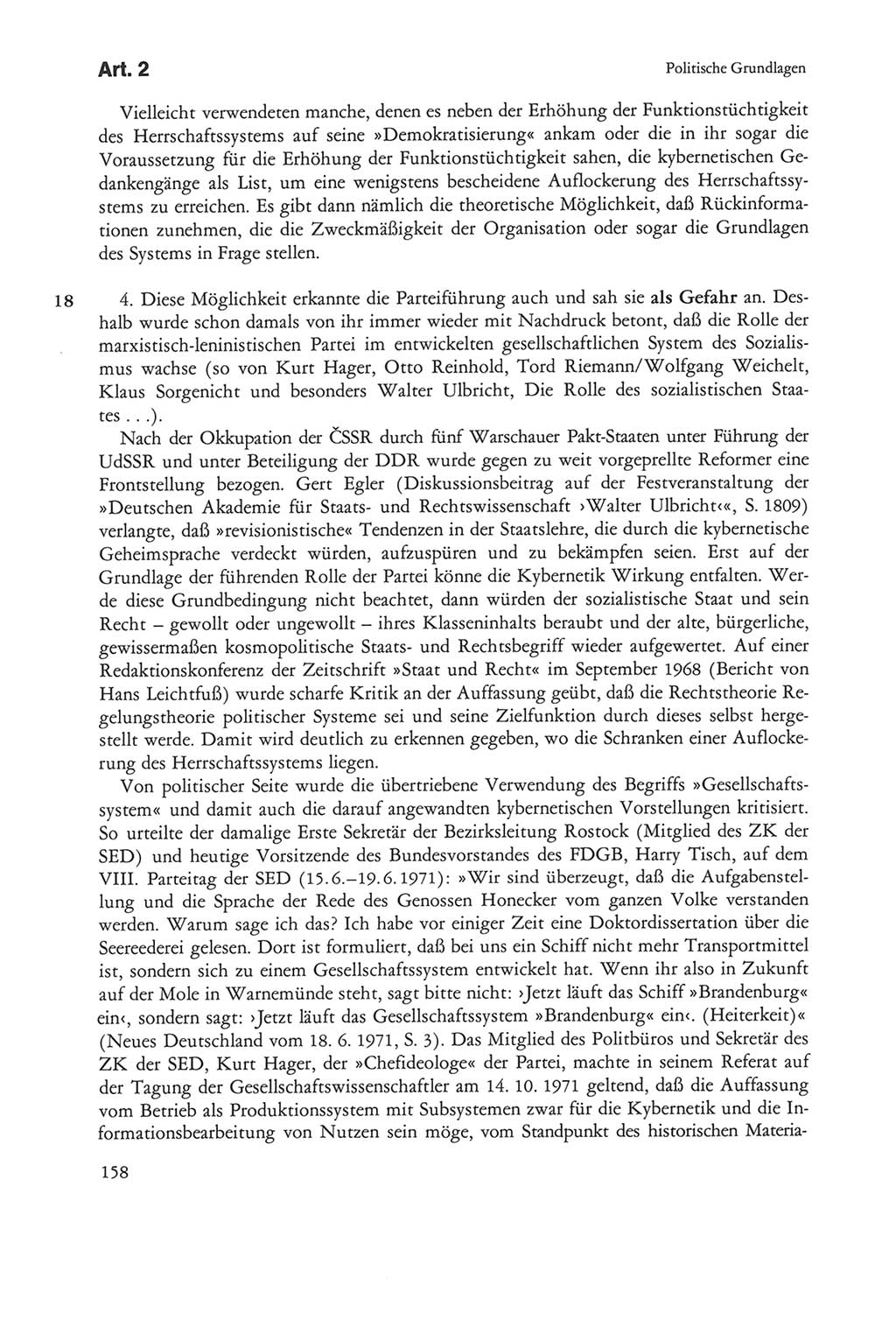 Die sozialistische Verfassung der Deutschen Demokratischen Republik (DDR), Kommentar mit einem Nachtrag 1997, Seite 158 (Soz. Verf. DDR Komm. Nachtr. 1997, S. 158)