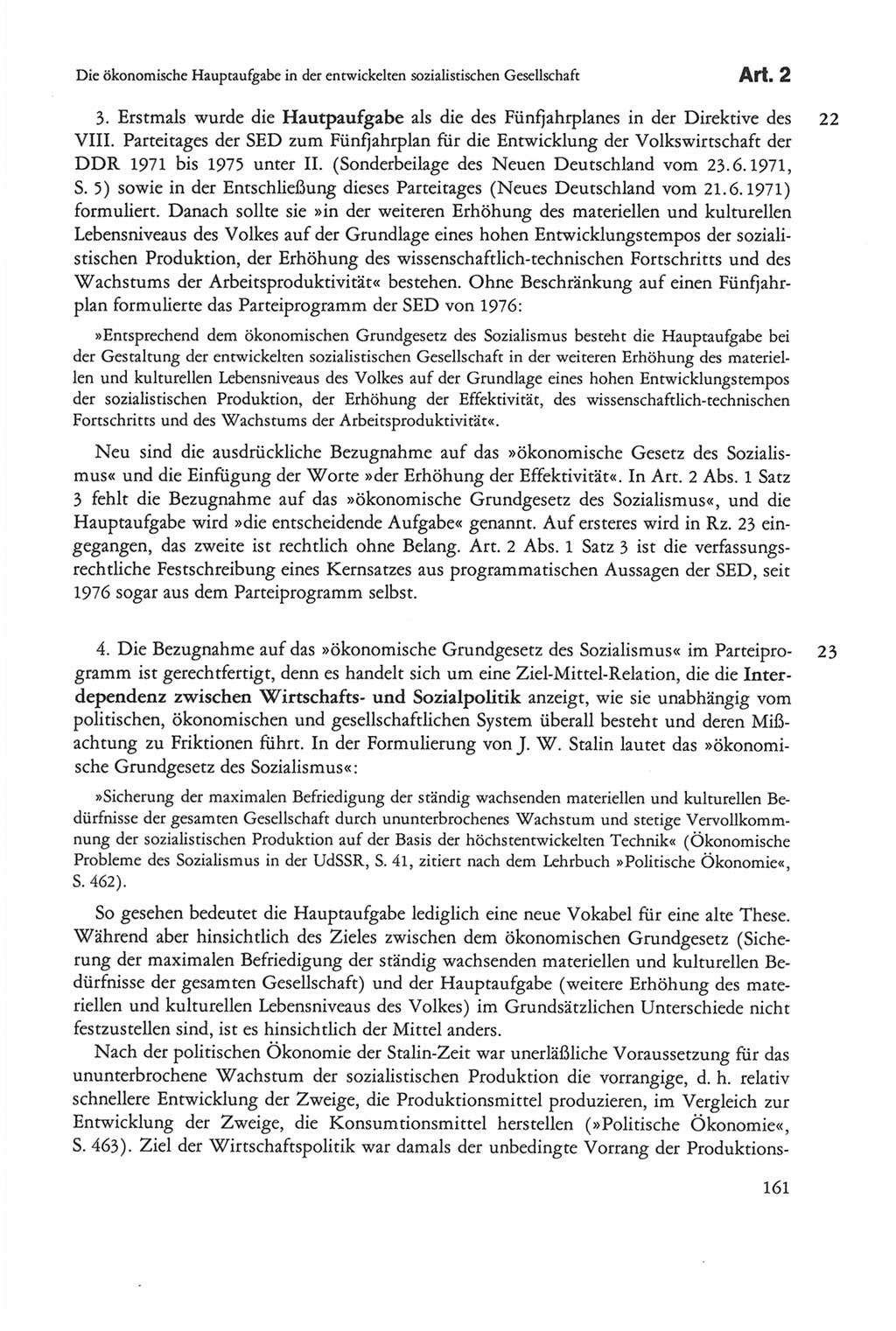 Die sozialistische Verfassung der Deutschen Demokratischen Republik (DDR), Kommentar mit einem Nachtrag 1997, Seite 161 (Soz. Verf. DDR Komm. Nachtr. 1997, S. 161)