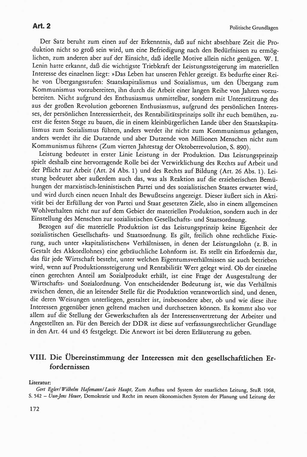 Die sozialistische Verfassung der Deutschen Demokratischen Republik (DDR), Kommentar mit einem Nachtrag 1997, Seite 172 (Soz. Verf. DDR Komm. Nachtr. 1997, S. 172)