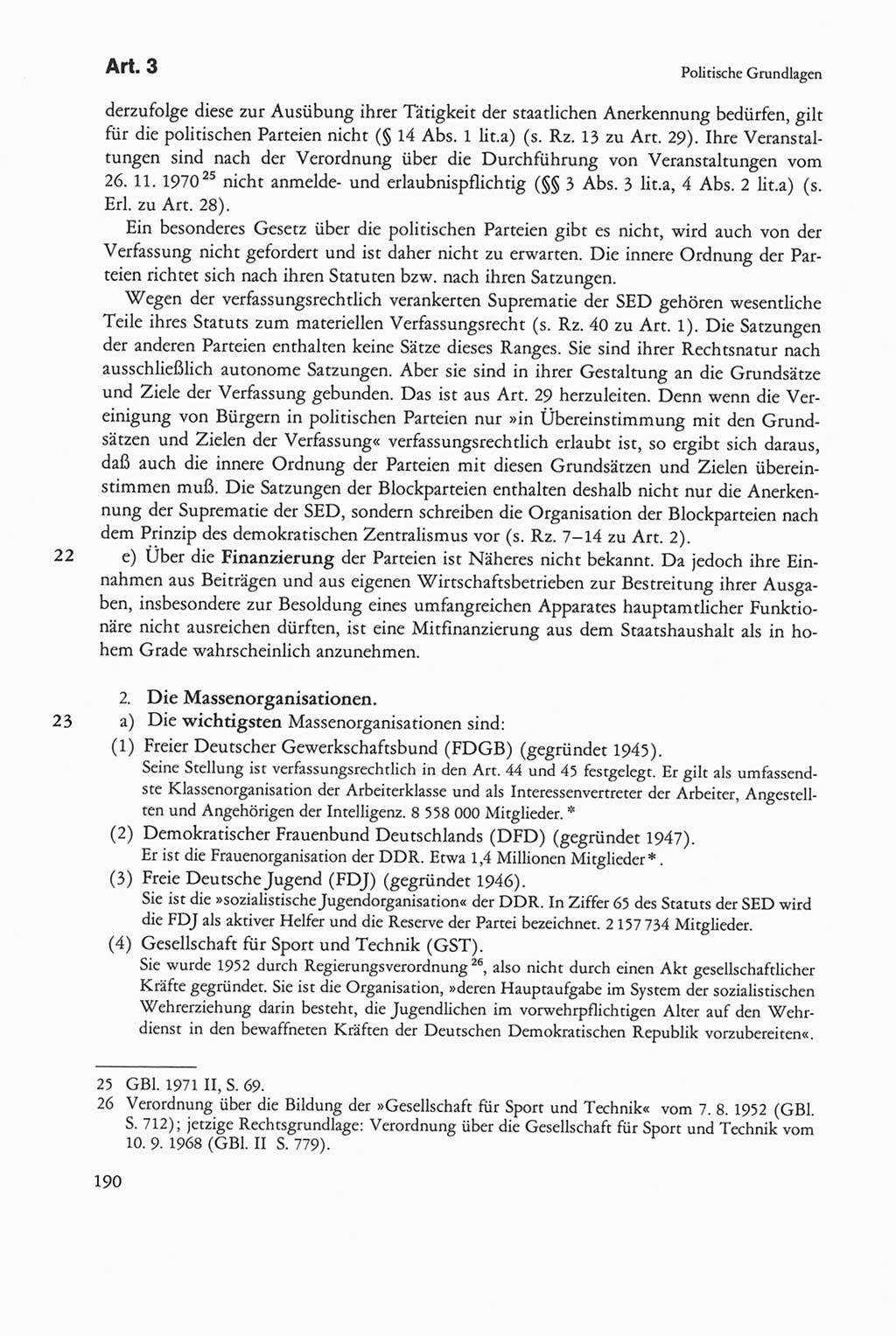 Die sozialistische Verfassung der Deutschen Demokratischen Republik (DDR), Kommentar mit einem Nachtrag 1997, Seite 190 (Soz. Verf. DDR Komm. Nachtr. 1997, S. 190)