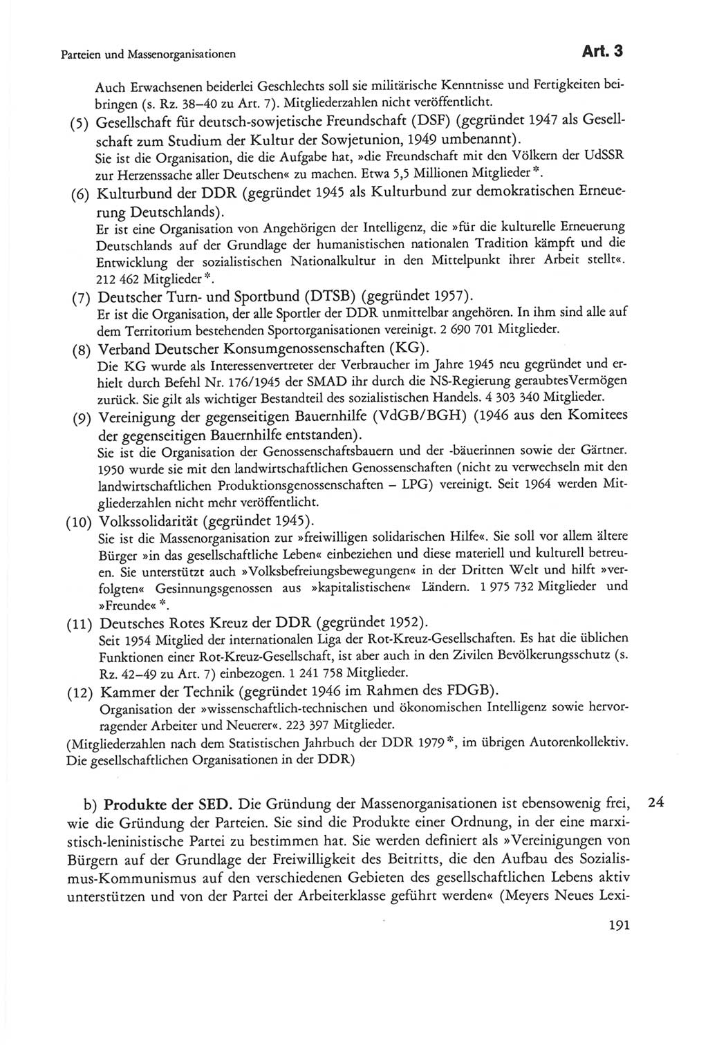 Die sozialistische Verfassung der Deutschen Demokratischen Republik (DDR), Kommentar mit einem Nachtrag 1997, Seite 191 (Soz. Verf. DDR Komm. Nachtr. 1997, S. 191)