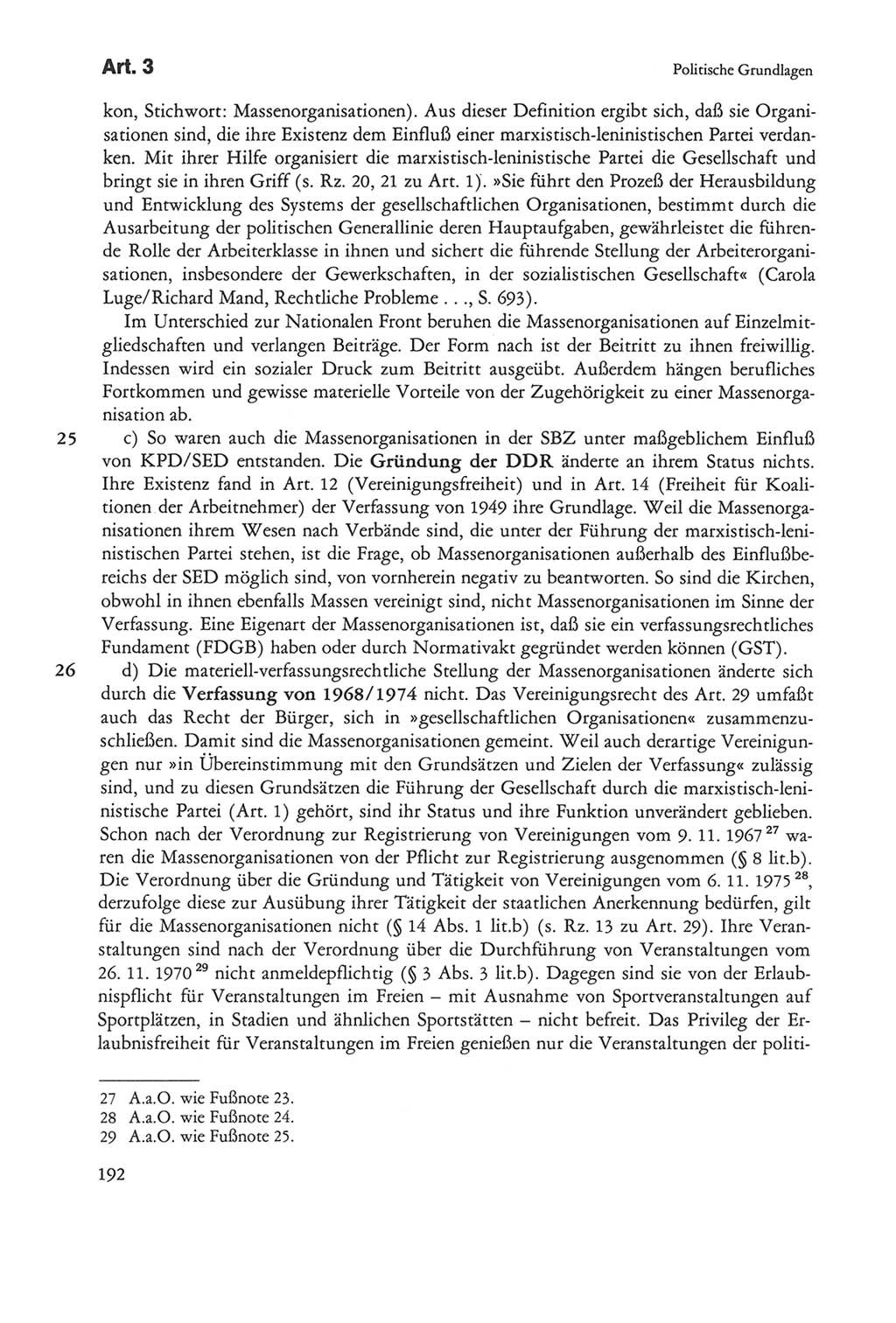 Die sozialistische Verfassung der Deutschen Demokratischen Republik (DDR), Kommentar mit einem Nachtrag 1997, Seite 192 (Soz. Verf. DDR Komm. Nachtr. 1997, S. 192)