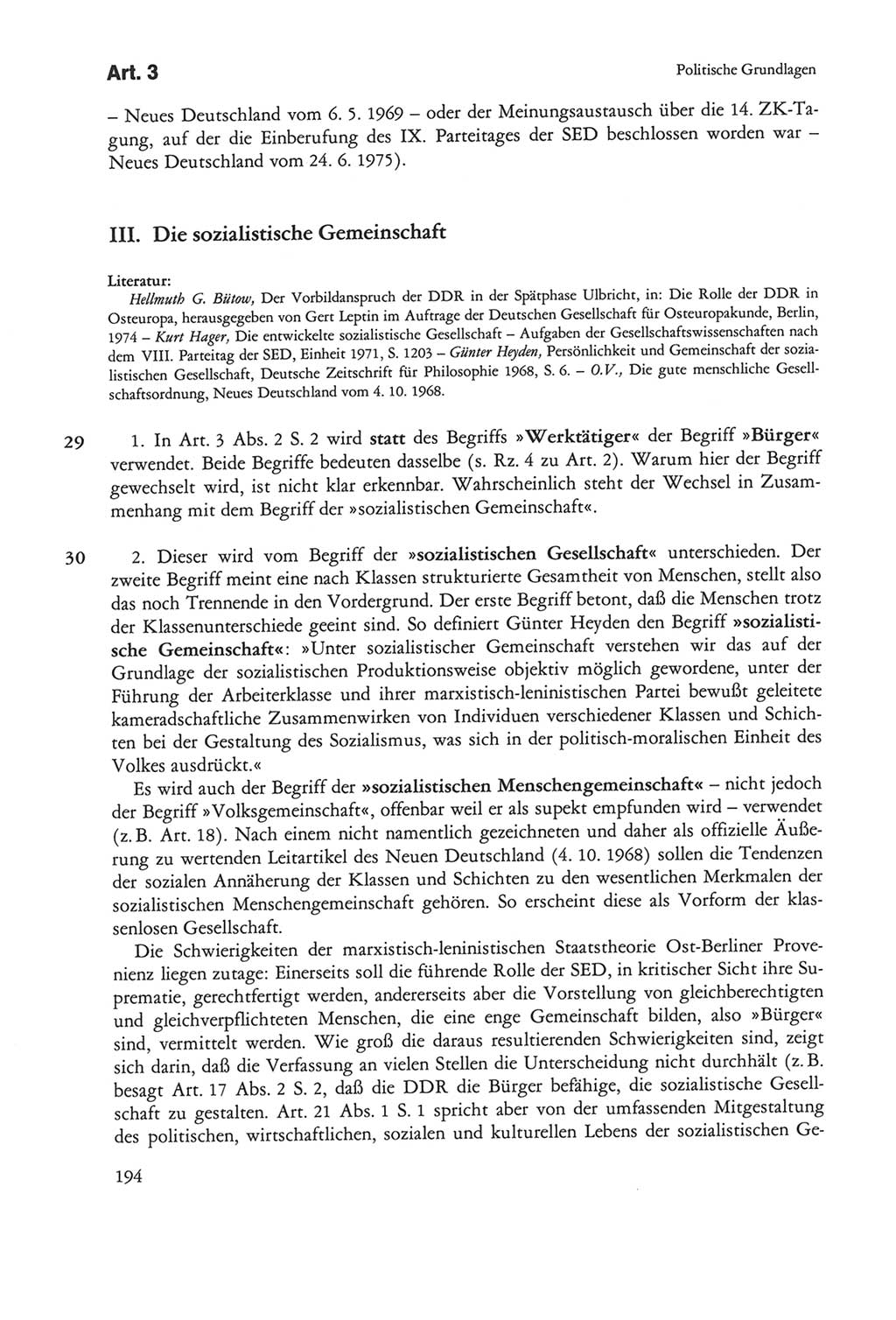 Die sozialistische Verfassung der Deutschen Demokratischen Republik (DDR), Kommentar mit einem Nachtrag 1997, Seite 194 (Soz. Verf. DDR Komm. Nachtr. 1997, S. 194)