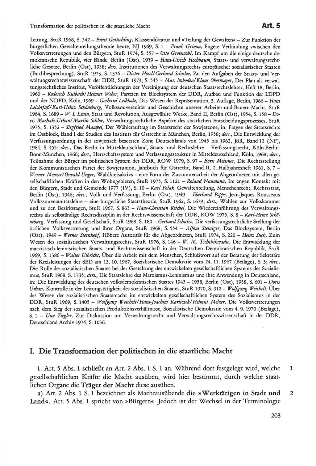 Die sozialistische Verfassung der Deutschen Demokratischen Republik (DDR), Kommentar mit einem Nachtrag 1997, Seite 203 (Soz. Verf. DDR Komm. Nachtr. 1997, S. 203)