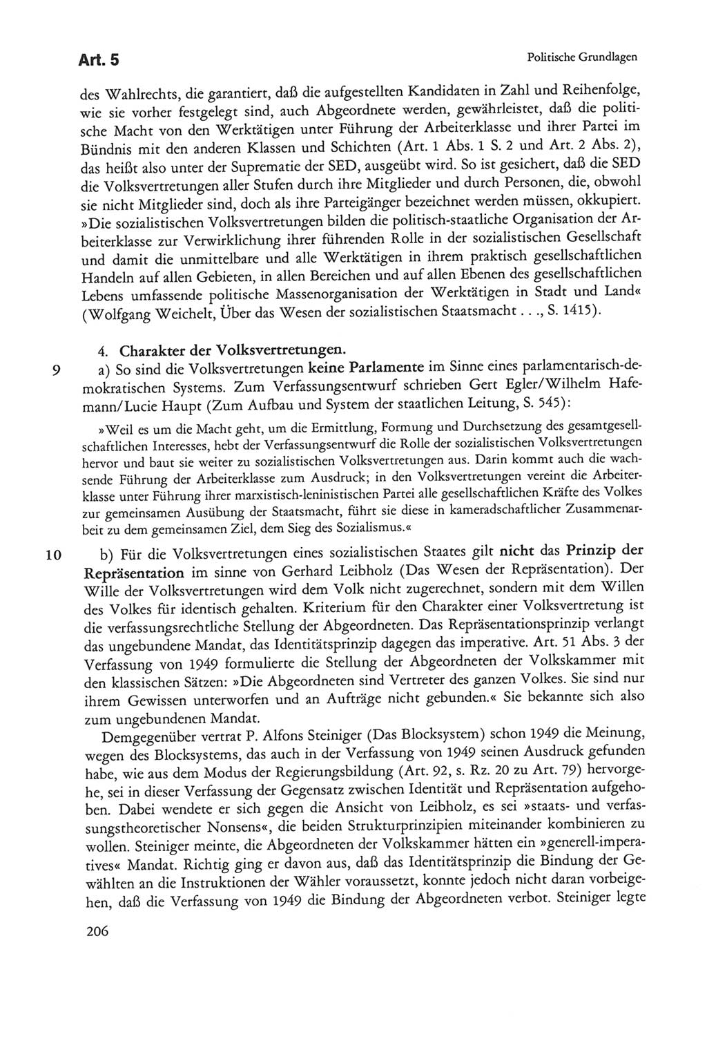 Die sozialistische Verfassung der Deutschen Demokratischen Republik (DDR), Kommentar mit einem Nachtrag 1997, Seite 206 (Soz. Verf. DDR Komm. Nachtr. 1997, S. 206)