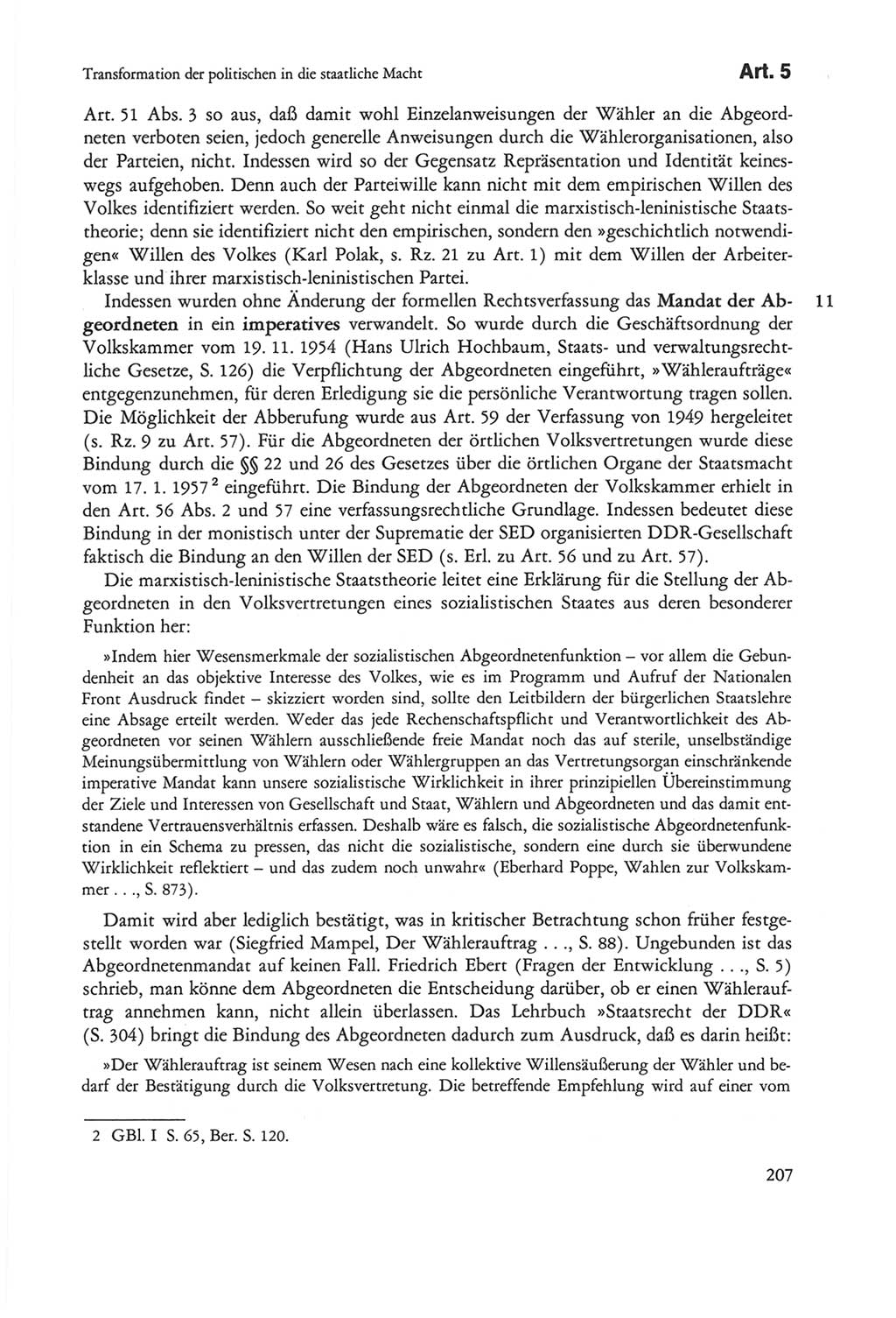 Die sozialistische Verfassung der Deutschen Demokratischen Republik (DDR), Kommentar mit einem Nachtrag 1997, Seite 207 (Soz. Verf. DDR Komm. Nachtr. 1997, S. 207)