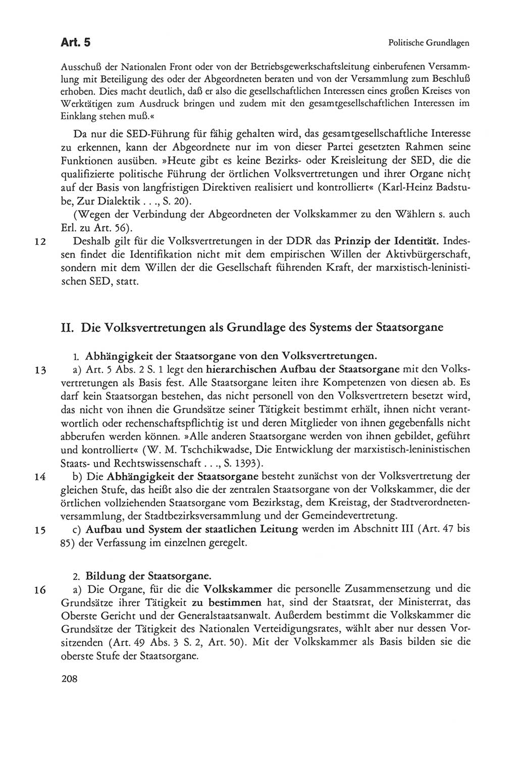 Die sozialistische Verfassung der Deutschen Demokratischen Republik (DDR), Kommentar mit einem Nachtrag 1997, Seite 208 (Soz. Verf. DDR Komm. Nachtr. 1997, S. 208)