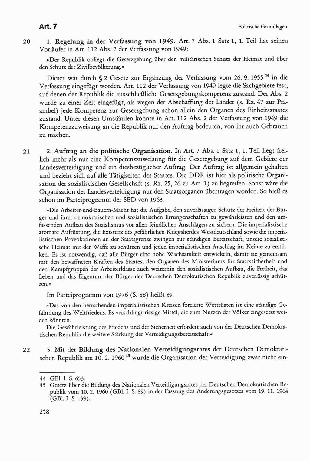 Die sozialistische Verfassung der Deutschen Demokratischen Republik (DDR), Kommentar mit einem Nachtrag 1997, Seite 258 (Soz. Verf. DDR Komm. Nachtr. 1997, S. 258)