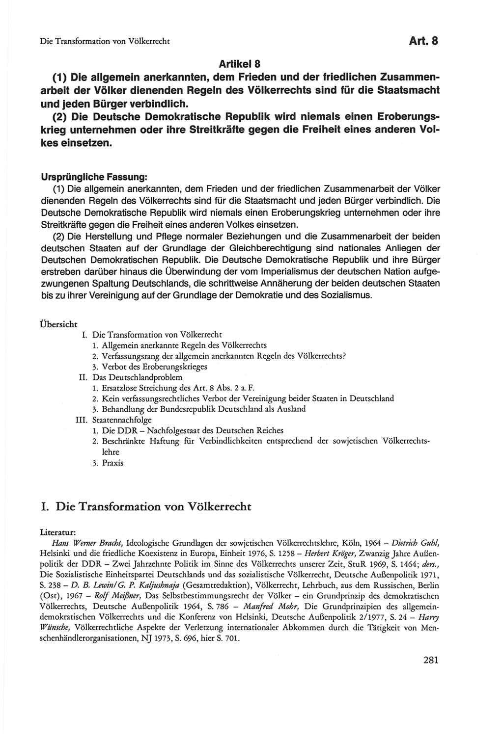 Die sozialistische Verfassung der Deutschen Demokratischen Republik (DDR), Kommentar mit einem Nachtrag 1997, Seite 281 (Soz. Verf. DDR Komm. Nachtr. 1997, S. 281)