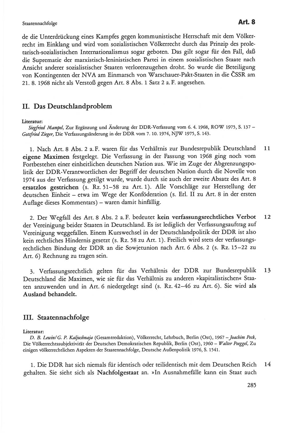 Die sozialistische Verfassung der Deutschen Demokratischen Republik (DDR), Kommentar mit einem Nachtrag 1997, Seite 285 (Soz. Verf. DDR Komm. Nachtr. 1997, S. 285)