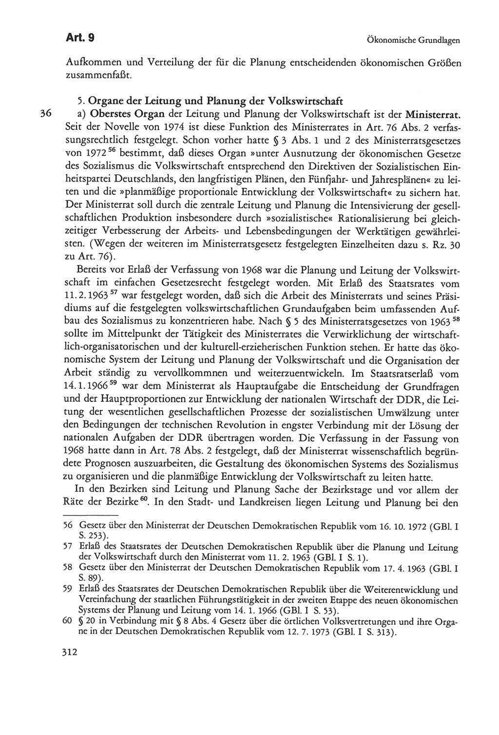 Die sozialistische Verfassung der Deutschen Demokratischen Republik (DDR), Kommentar mit einem Nachtrag 1997, Seite 312 (Soz. Verf. DDR Komm. Nachtr. 1997, S. 312)