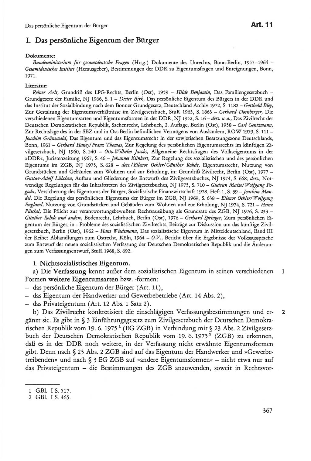 Die sozialistische Verfassung der Deutschen Demokratischen Republik (DDR), Kommentar mit einem Nachtrag 1997, Seite 367 (Soz. Verf. DDR Komm. Nachtr. 1997, S. 367)