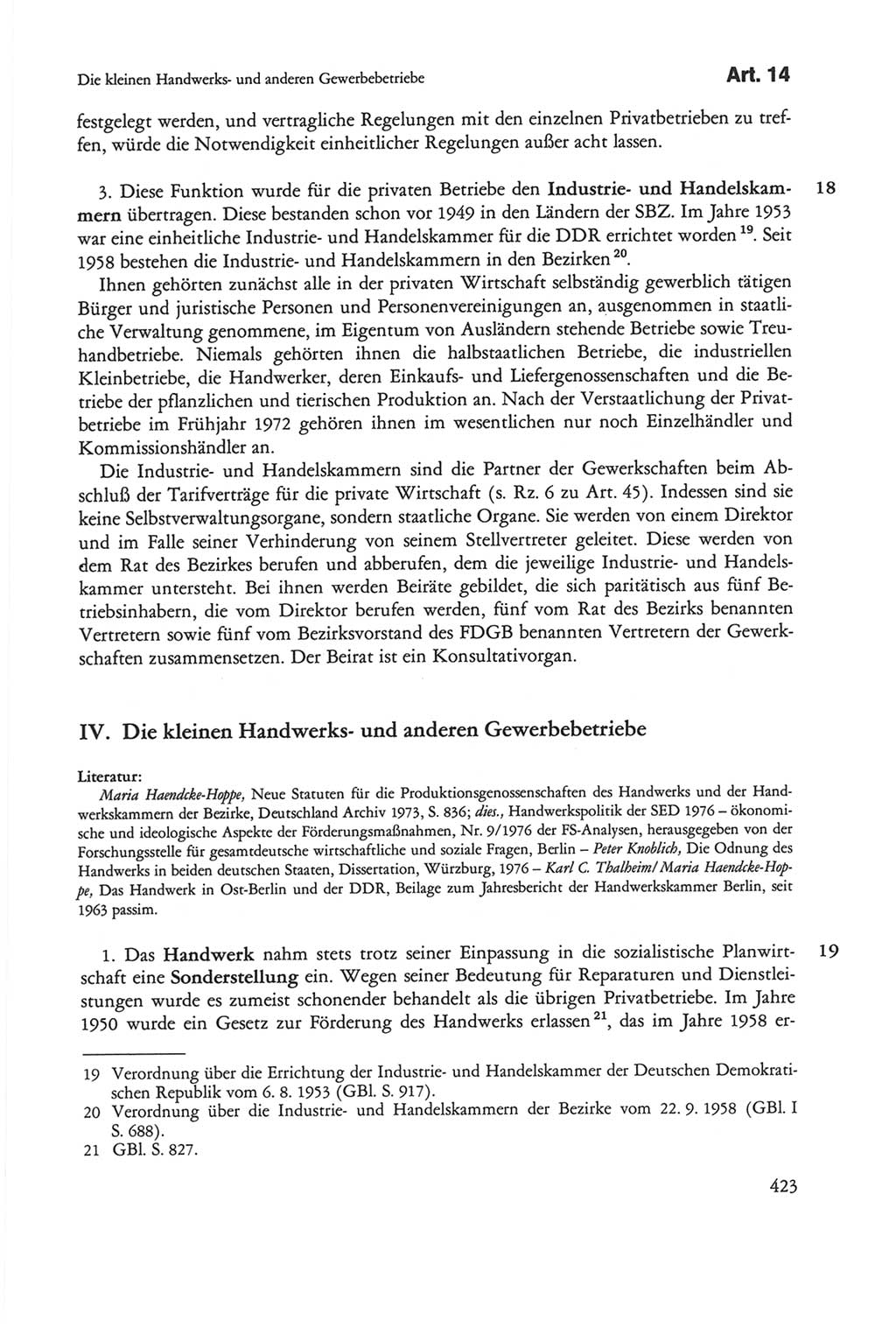 Die sozialistische Verfassung der Deutschen Demokratischen Republik (DDR), Kommentar mit einem Nachtrag 1997, Seite 423 (Soz. Verf. DDR Komm. Nachtr. 1997, S. 423)