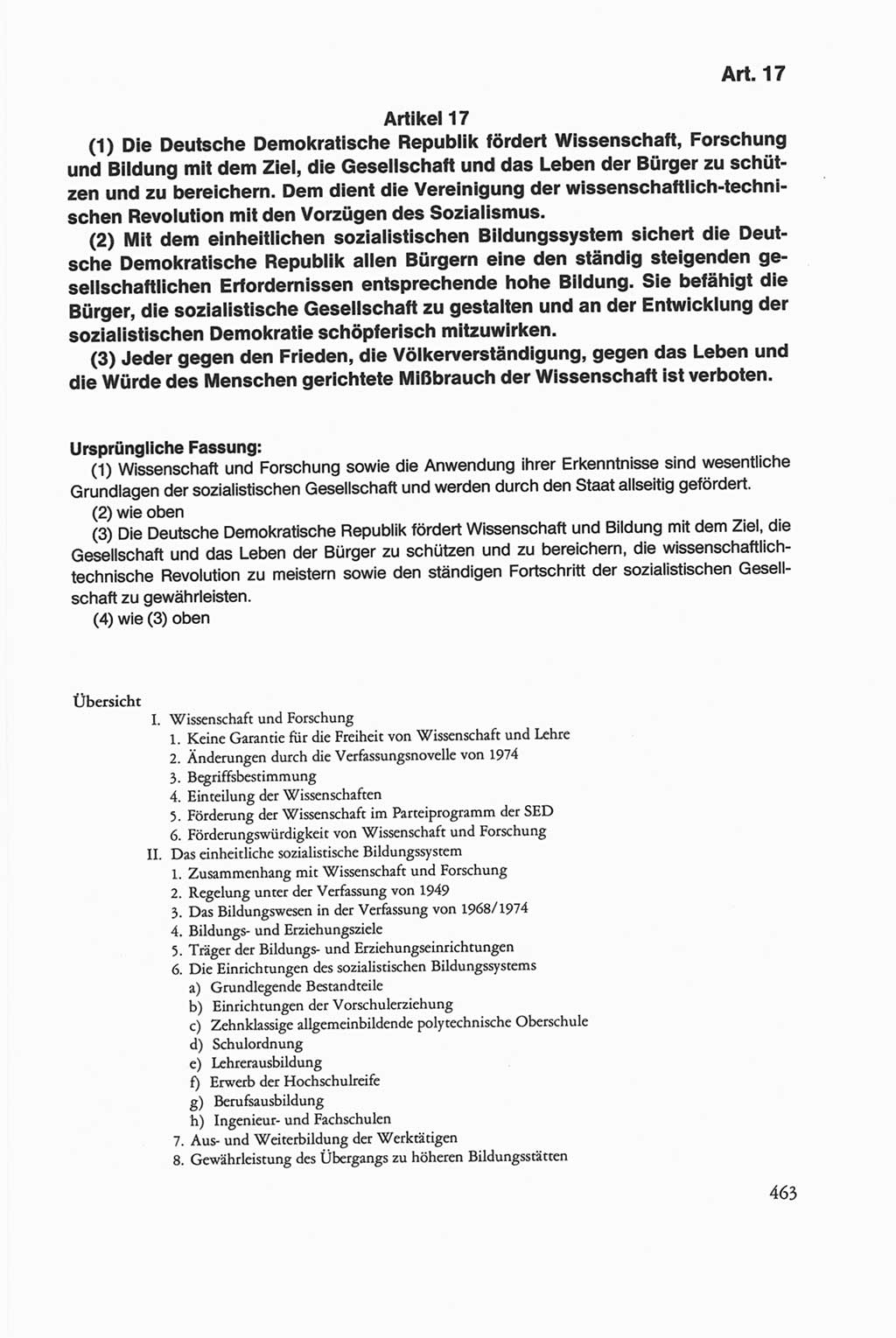 Die sozialistische Verfassung der Deutschen Demokratischen Republik (DDR), Kommentar mit einem Nachtrag 1997, Seite 463 (Soz. Verf. DDR Komm. Nachtr. 1997, S. 463)