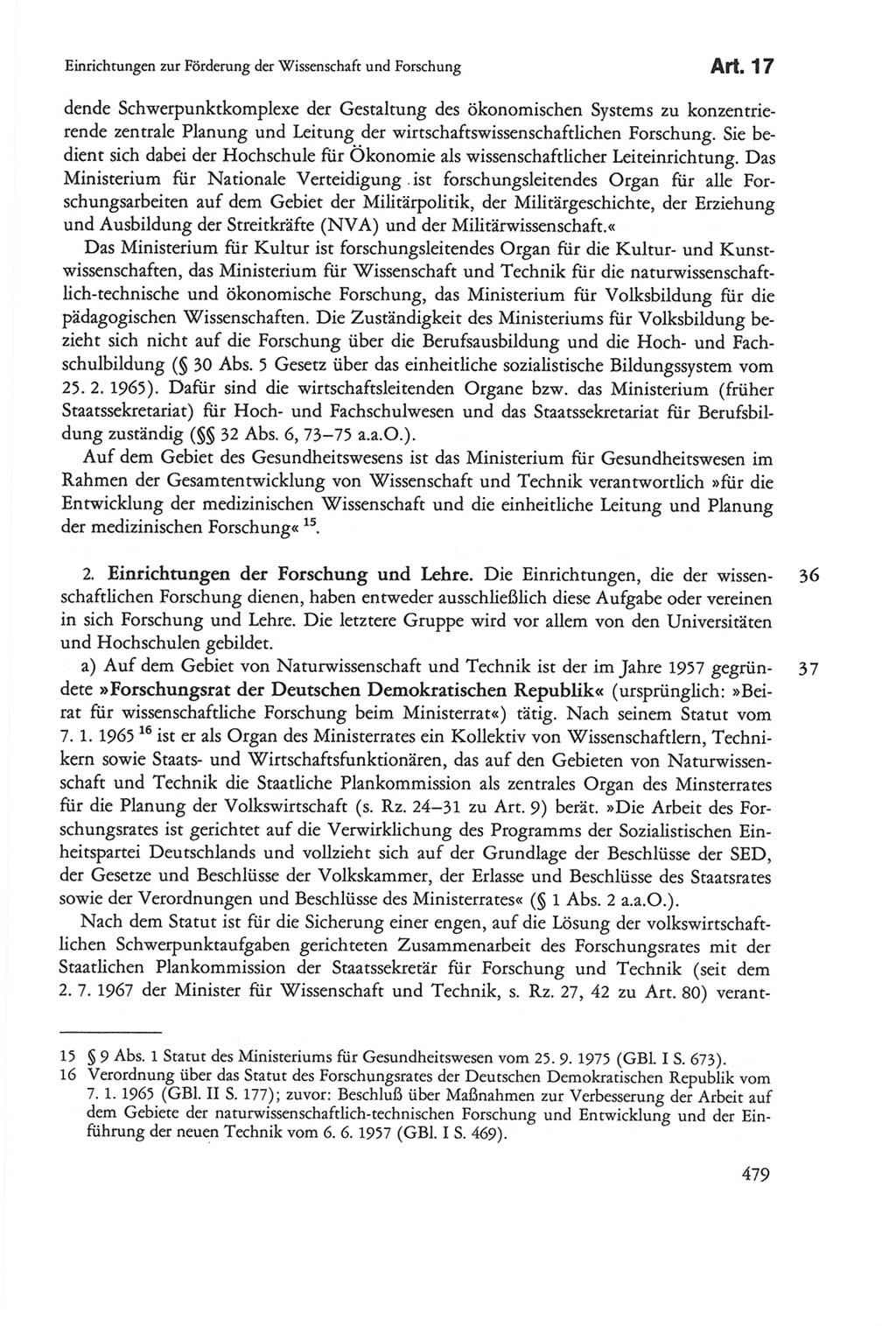 Die sozialistische Verfassung der Deutschen Demokratischen Republik (DDR), Kommentar mit einem Nachtrag 1997, Seite 479 (Soz. Verf. DDR Komm. Nachtr. 1997, S. 479)