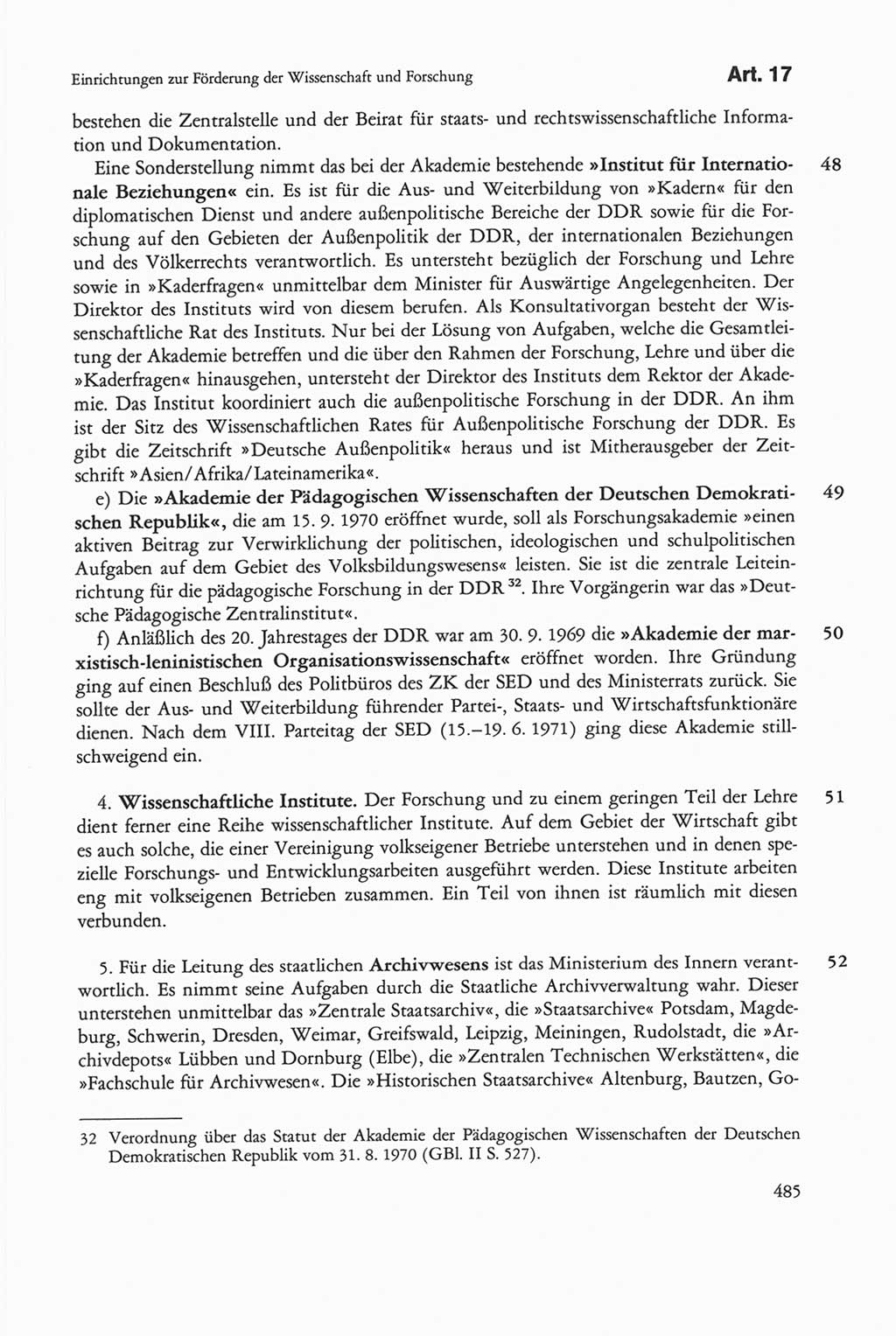 Die sozialistische Verfassung der Deutschen Demokratischen Republik (DDR), Kommentar mit einem Nachtrag 1997, Seite 485 (Soz. Verf. DDR Komm. Nachtr. 1997, S. 485)