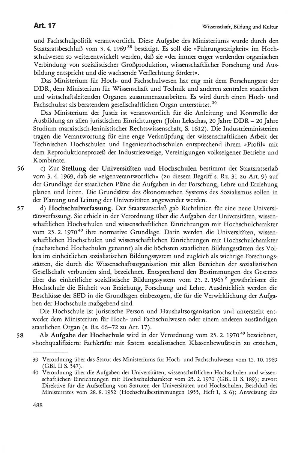 Die sozialistische Verfassung der Deutschen Demokratischen Republik (DDR), Kommentar mit einem Nachtrag 1997, Seite 488 (Soz. Verf. DDR Komm. Nachtr. 1997, S. 488)