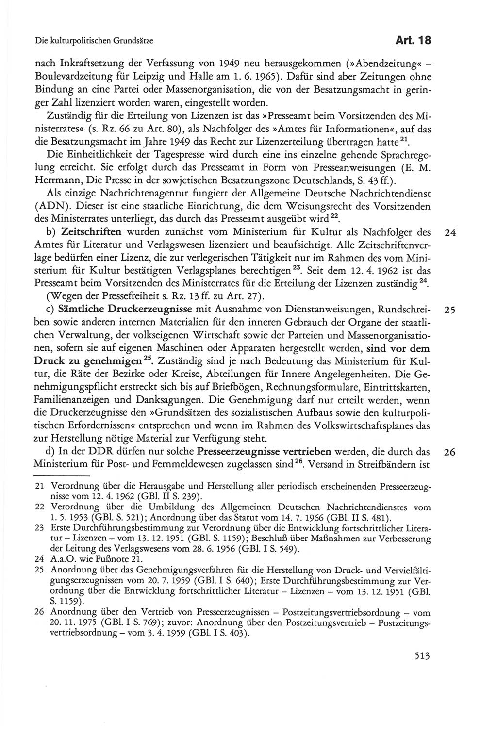 Die sozialistische Verfassung der Deutschen Demokratischen Republik (DDR), Kommentar mit einem Nachtrag 1997, Seite 513 (Soz. Verf. DDR Komm. Nachtr. 1997, S. 513)