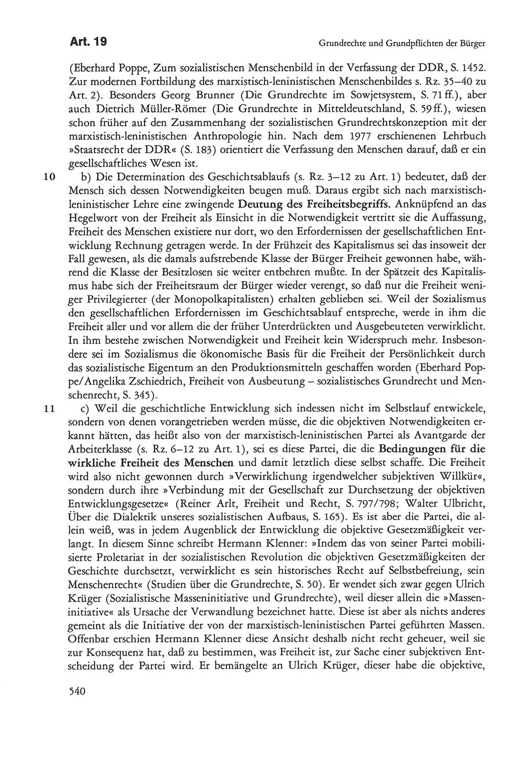 Die sozialistische Verfassung der Deutschen Demokratischen Republik (DDR), Kommentar mit einem Nachtrag 1997, Seite 540 (Soz. Verf. DDR Komm. Nachtr. 1997, S. 540)