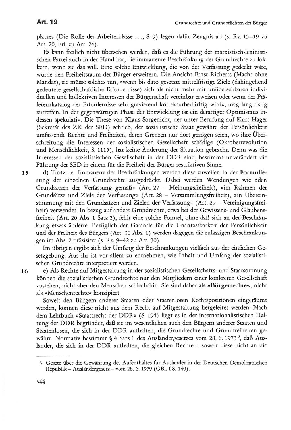 Die sozialistische Verfassung der Deutschen Demokratischen Republik (DDR), Kommentar mit einem Nachtrag 1997, Seite 544 (Soz. Verf. DDR Komm. Nachtr. 1997, S. 544)