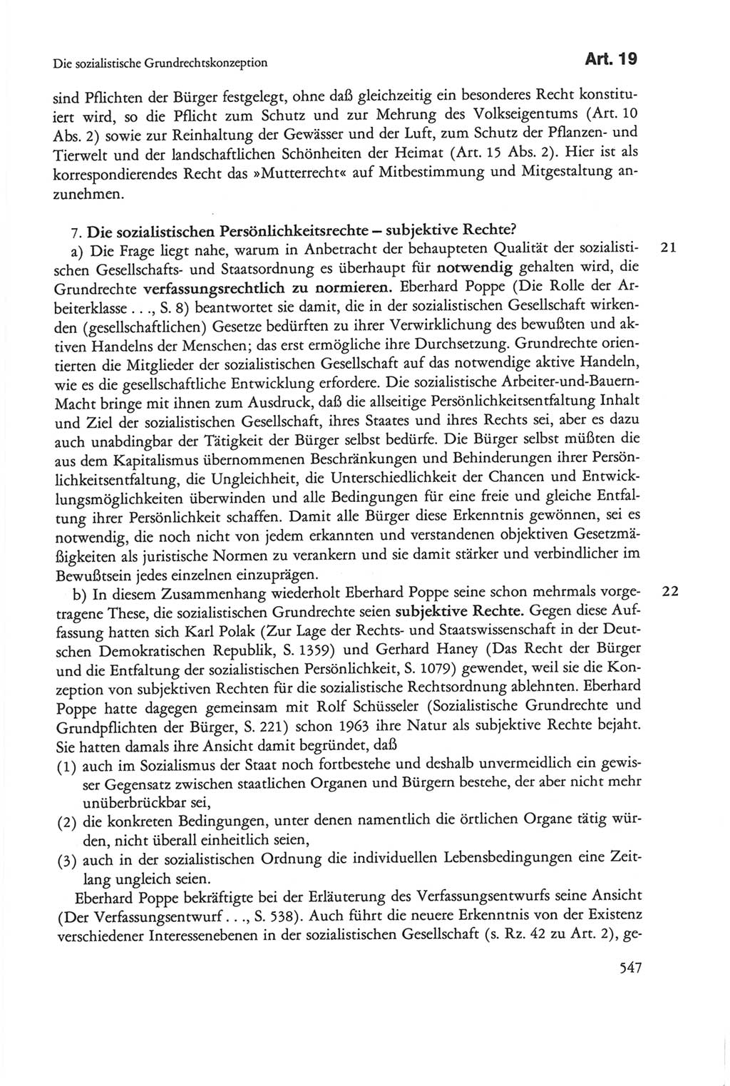 Die sozialistische Verfassung der Deutschen Demokratischen Republik (DDR), Kommentar mit einem Nachtrag 1997, Seite 547 (Soz. Verf. DDR Komm. Nachtr. 1997, S. 547)