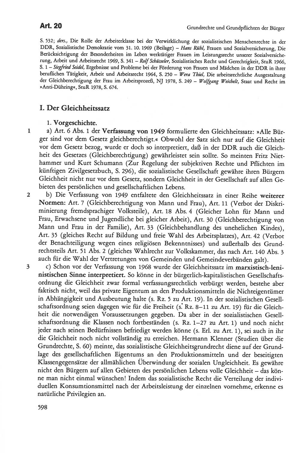 Die sozialistische Verfassung der Deutschen Demokratischen Republik (DDR), Kommentar mit einem Nachtrag 1997, Seite 598 (Soz. Verf. DDR Komm. Nachtr. 1997, S. 598)