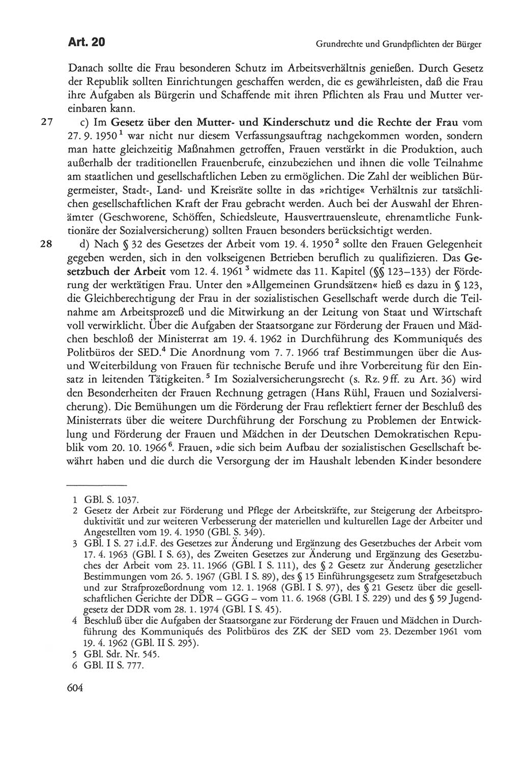 Die sozialistische Verfassung der Deutschen Demokratischen Republik (DDR), Kommentar mit einem Nachtrag 1997, Seite 604 (Soz. Verf. DDR Komm. Nachtr. 1997, S. 604)