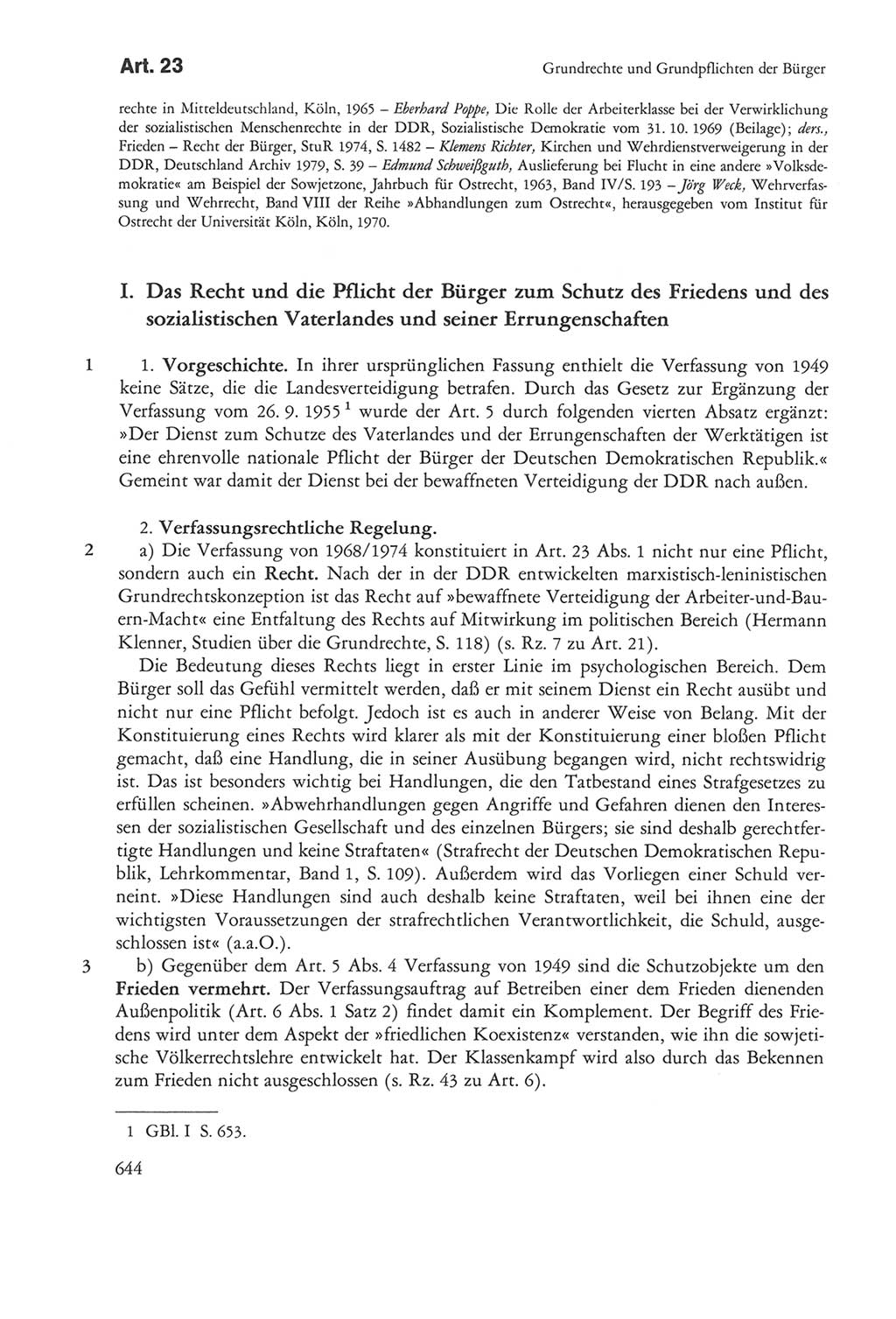 Die sozialistische Verfassung der Deutschen Demokratischen Republik (DDR), Kommentar mit einem Nachtrag 1997, Seite 644 (Soz. Verf. DDR Komm. Nachtr. 1997, S. 644)