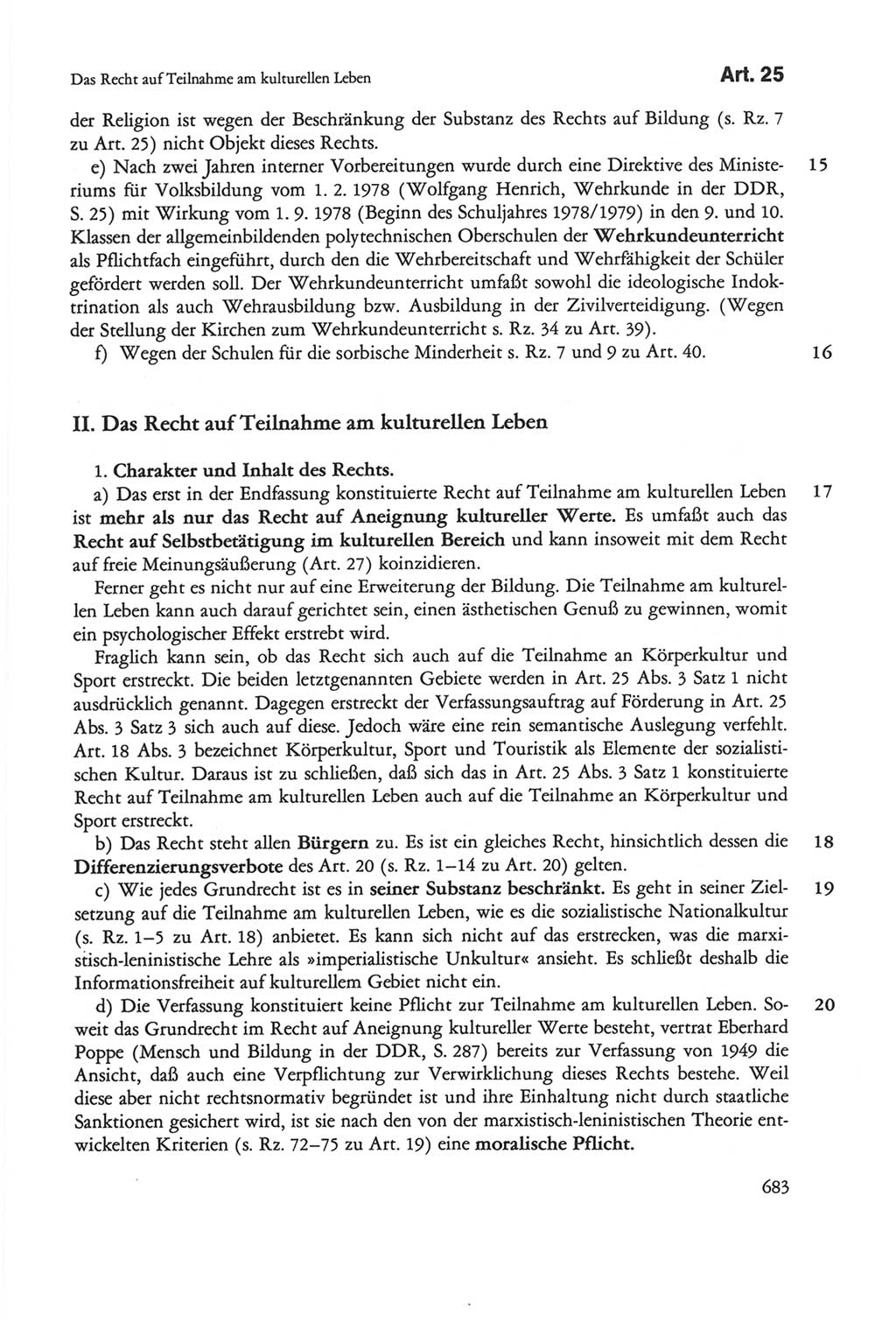Die sozialistische Verfassung der Deutschen Demokratischen Republik (DDR), Kommentar mit einem Nachtrag 1997, Seite 683 (Soz. Verf. DDR Komm. Nachtr. 1997, S. 683)