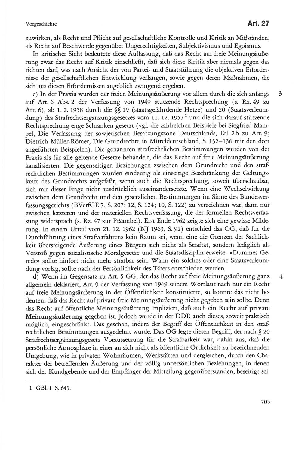 Die sozialistische Verfassung der Deutschen Demokratischen Republik (DDR), Kommentar mit einem Nachtrag 1997, Seite 705 (Soz. Verf. DDR Komm. Nachtr. 1997, S. 705)