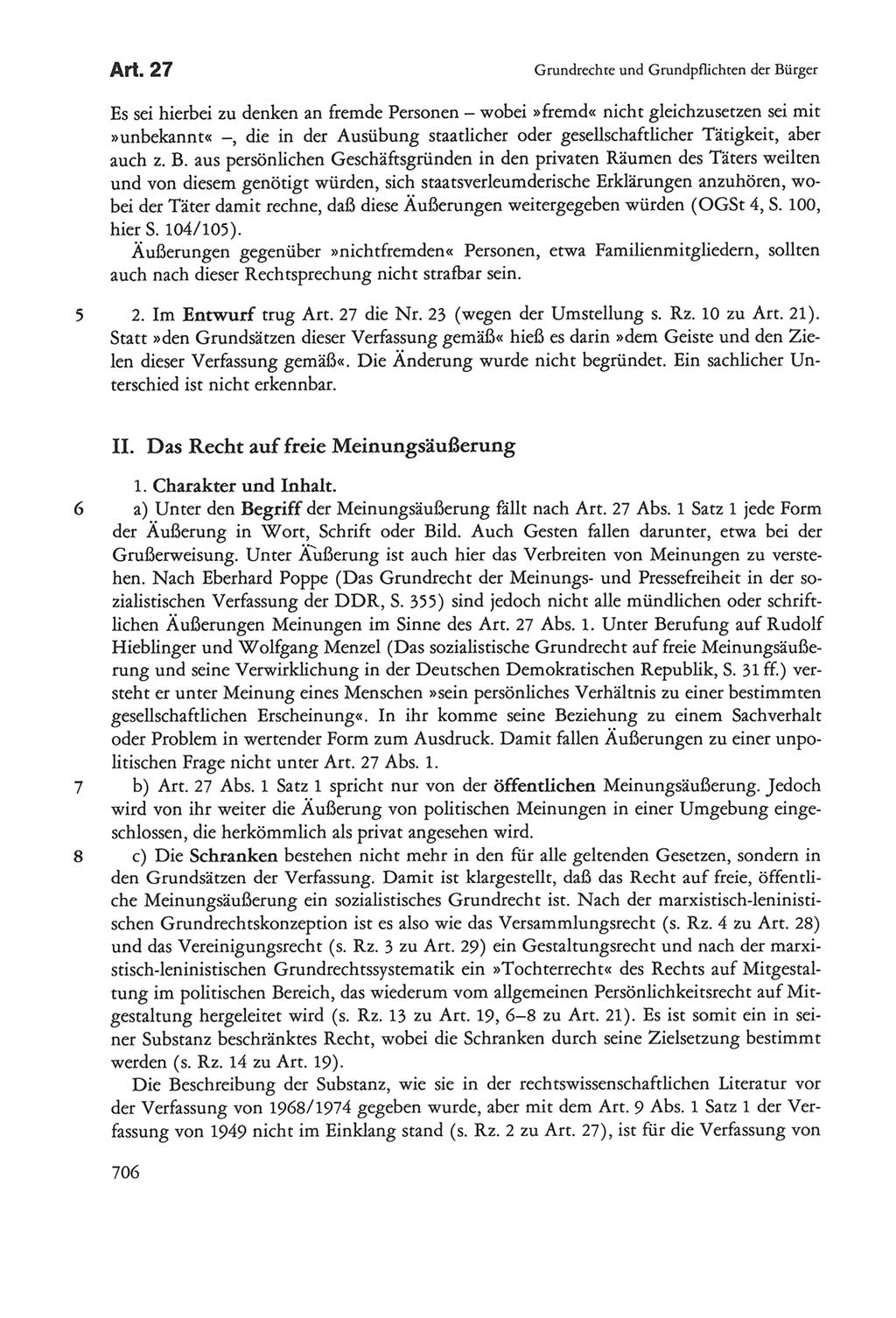 Die sozialistische Verfassung der Deutschen Demokratischen Republik (DDR), Kommentar mit einem Nachtrag 1997, Seite 706 (Soz. Verf. DDR Komm. Nachtr. 1997, S. 706)