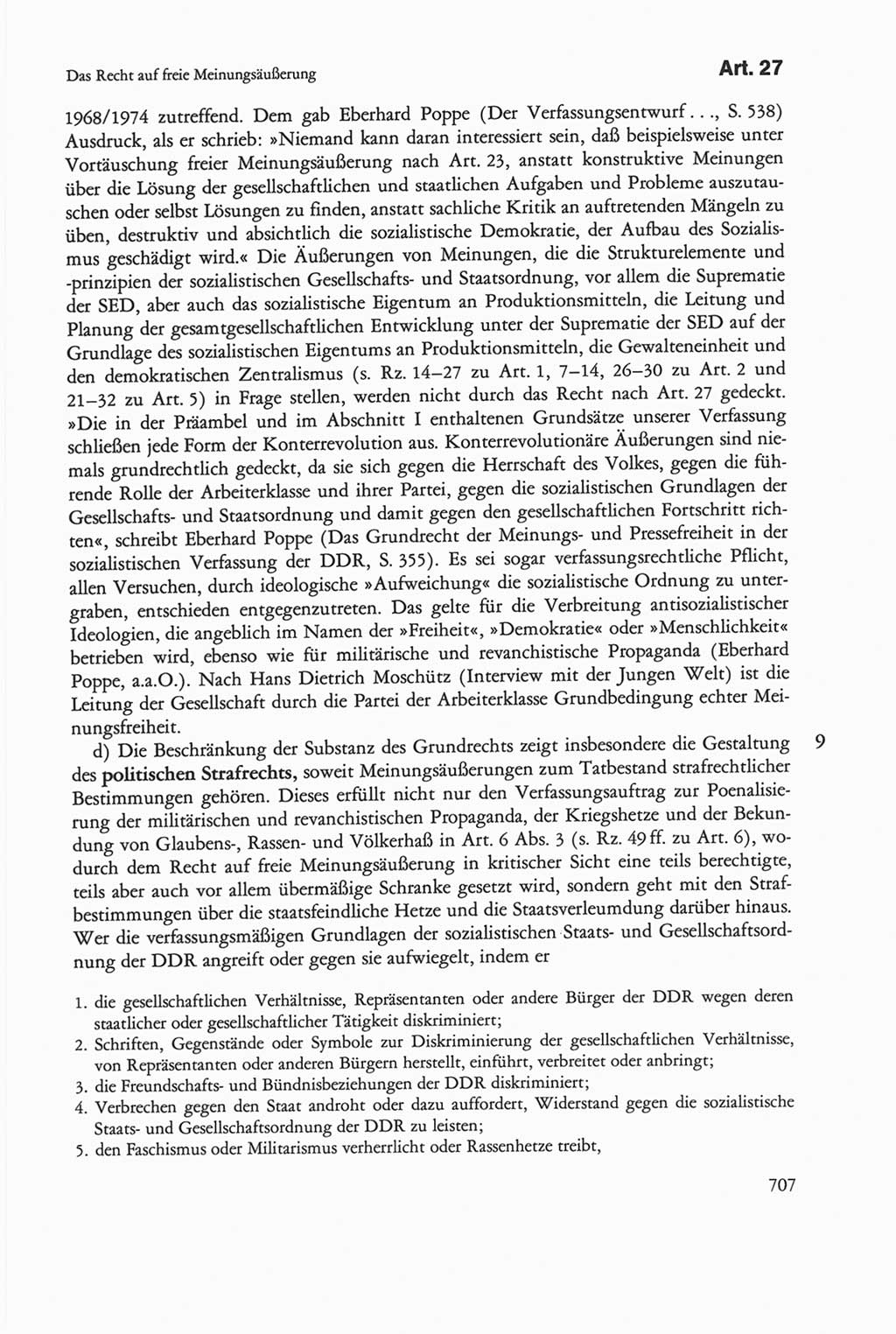 Die sozialistische Verfassung der Deutschen Demokratischen Republik (DDR), Kommentar mit einem Nachtrag 1997, Seite 707 (Soz. Verf. DDR Komm. Nachtr. 1997, S. 707)