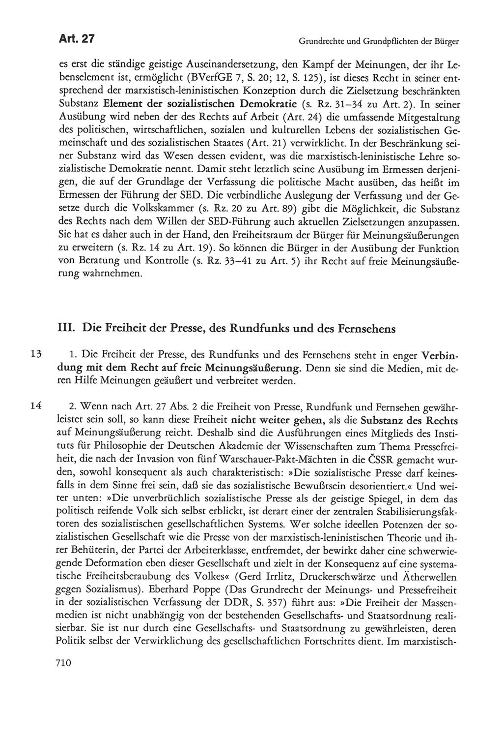 Die sozialistische Verfassung der Deutschen Demokratischen Republik (DDR), Kommentar mit einem Nachtrag 1997, Seite 710 (Soz. Verf. DDR Komm. Nachtr. 1997, S. 710)